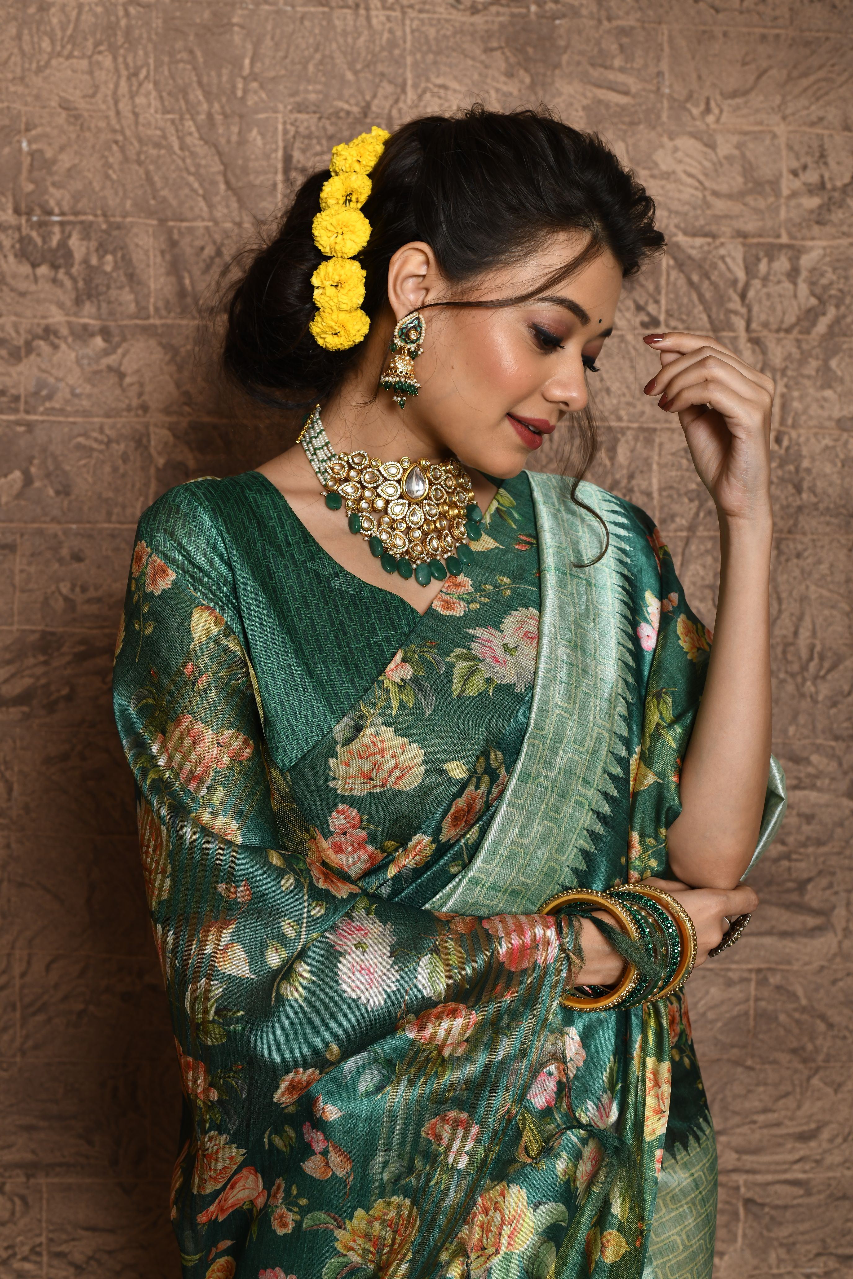 Heeni- soft tussar silk saree with all over beautiful print and control floral print on pallu