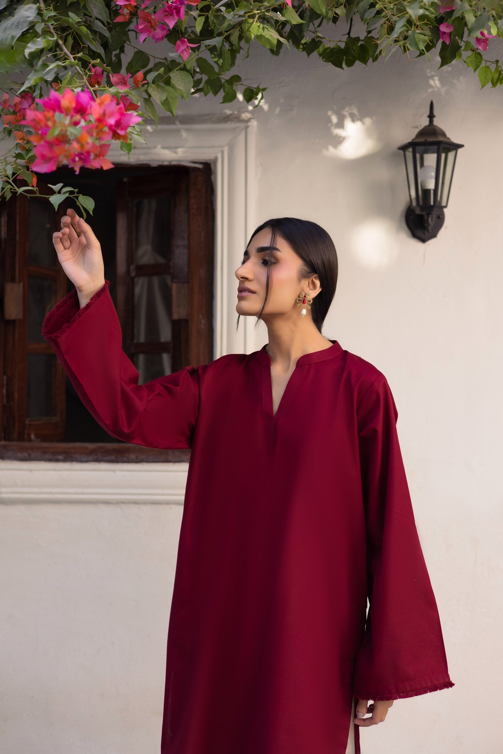 Premium Pure Dhanak Solid Straight Kurti with Off-White Heart Print Palazzo Pants