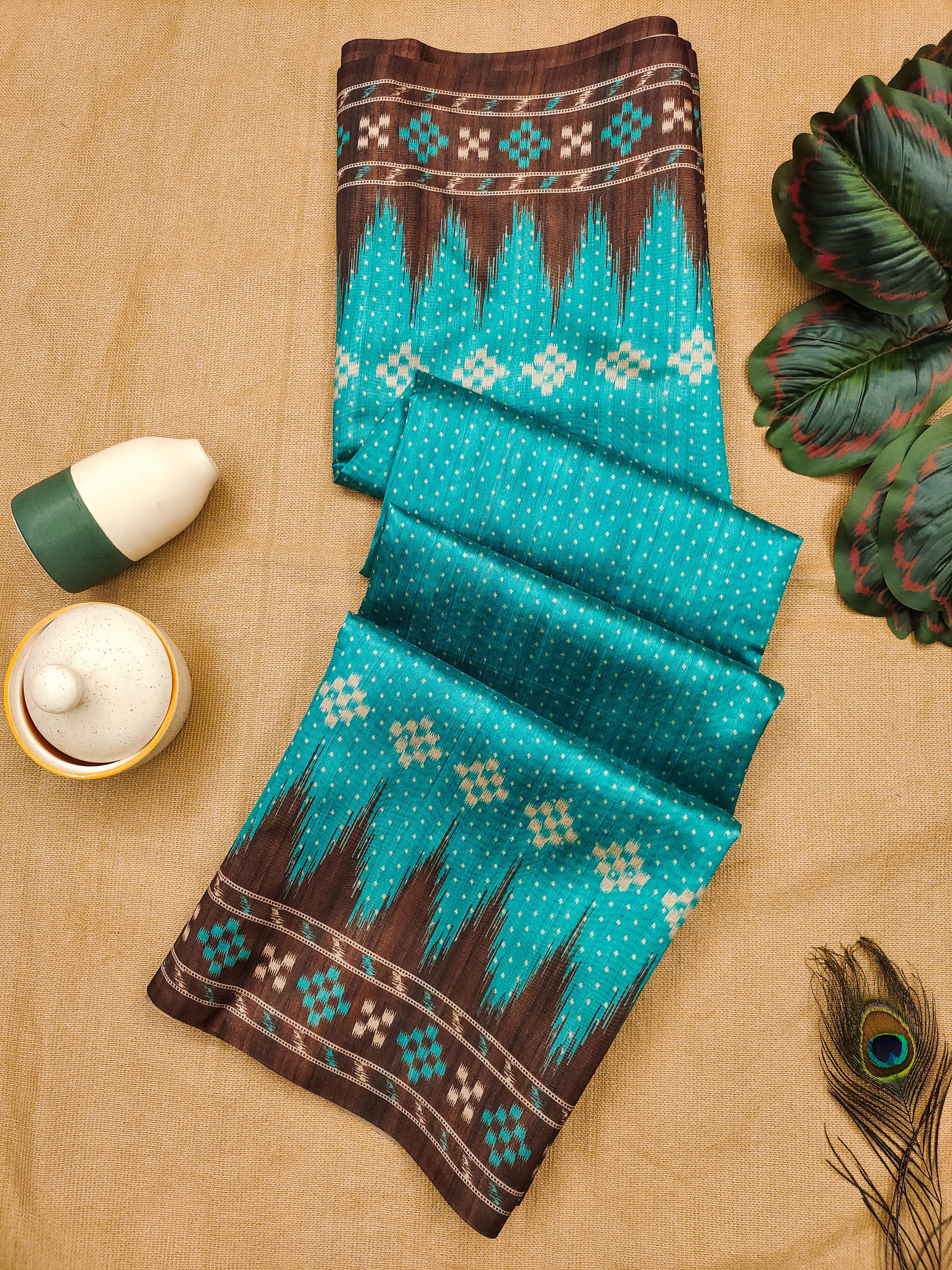 Ajrakh- Ethnic Elegance – Temple Patola Soft Silk Saree