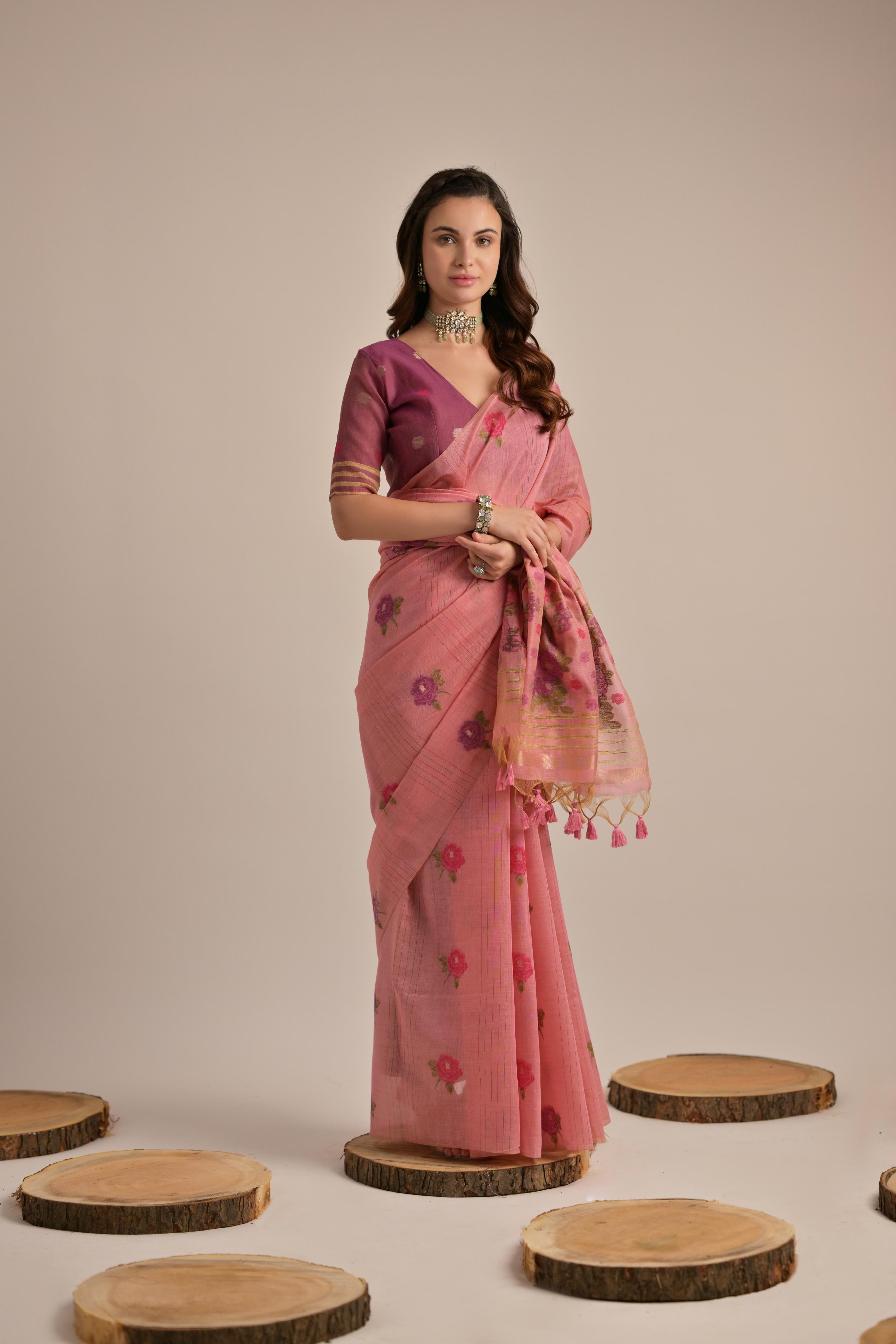 Sara- Our premium pure cotton saree are crafted to make you shine