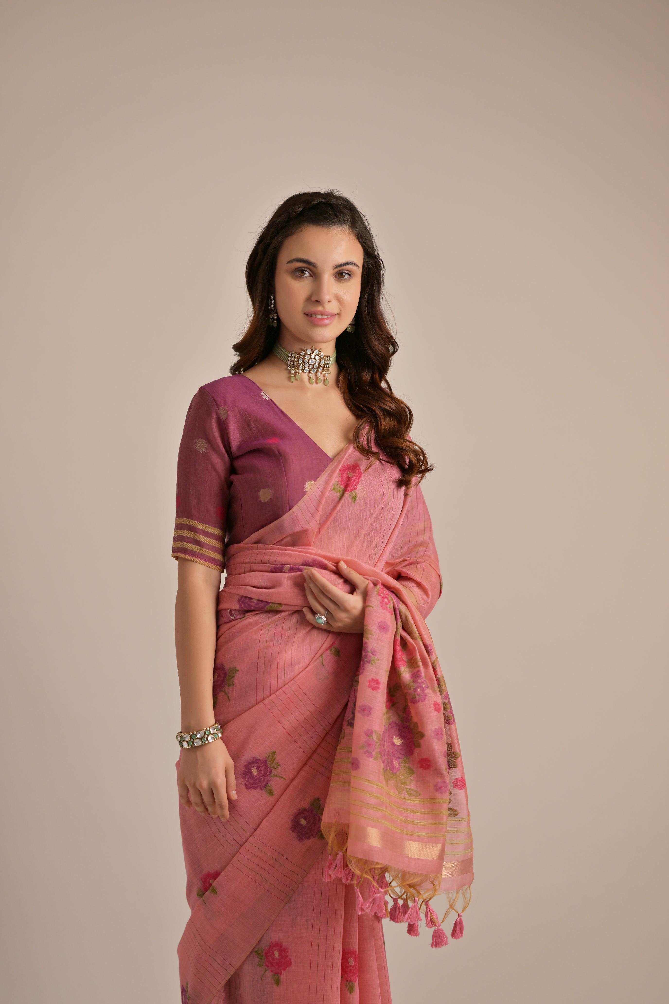 Sara- Our premium pure cotton saree are crafted to make you shine