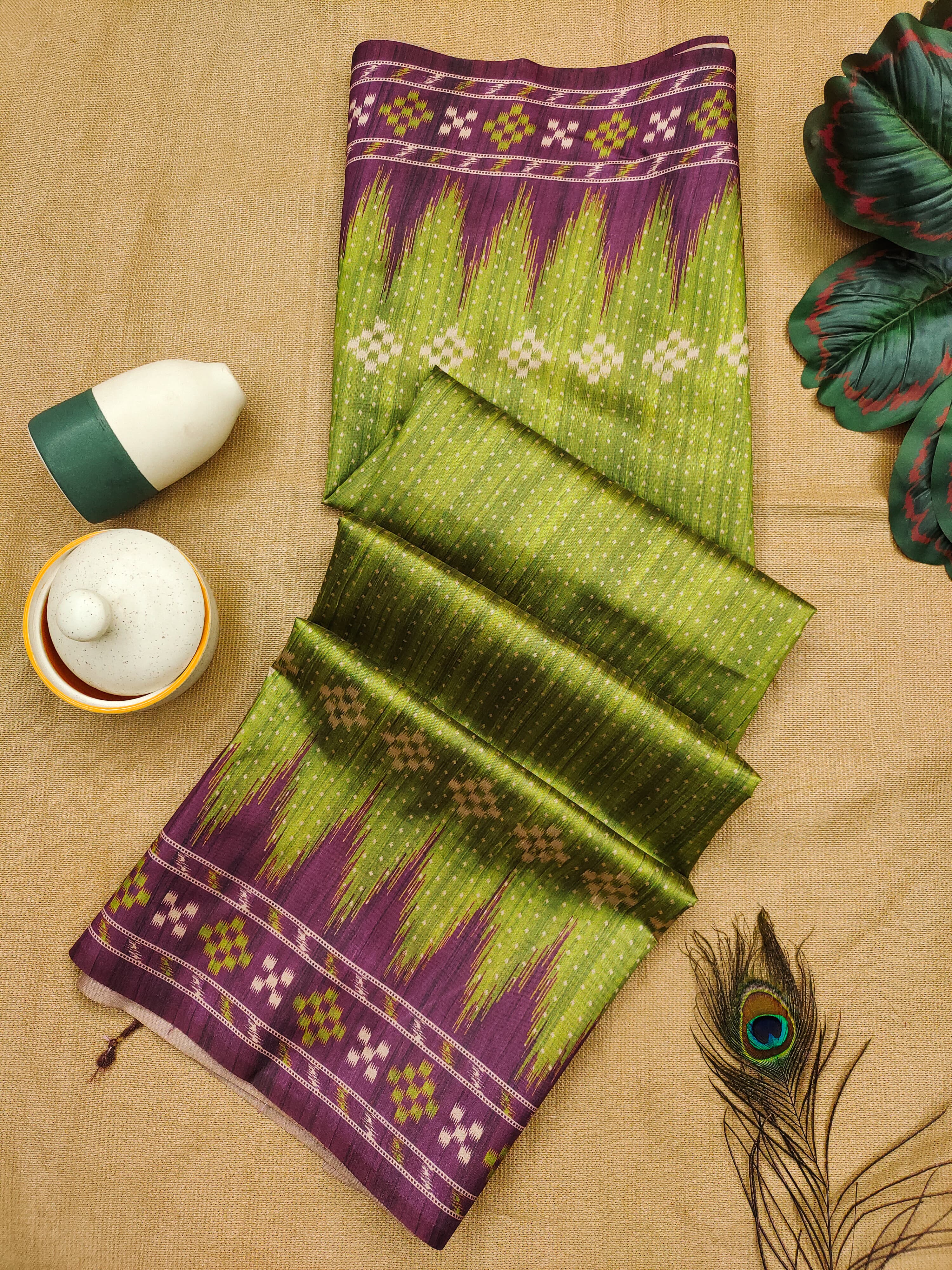 Ajrakh- Ethnic Elegance – Temple Patola Soft Silk Saree