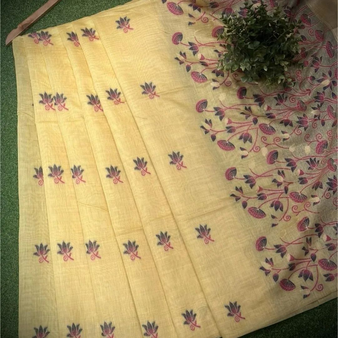 Noor- Muga cotton saree Temple Anarkali Gown is crafted with premium silk and traditional embroidery,