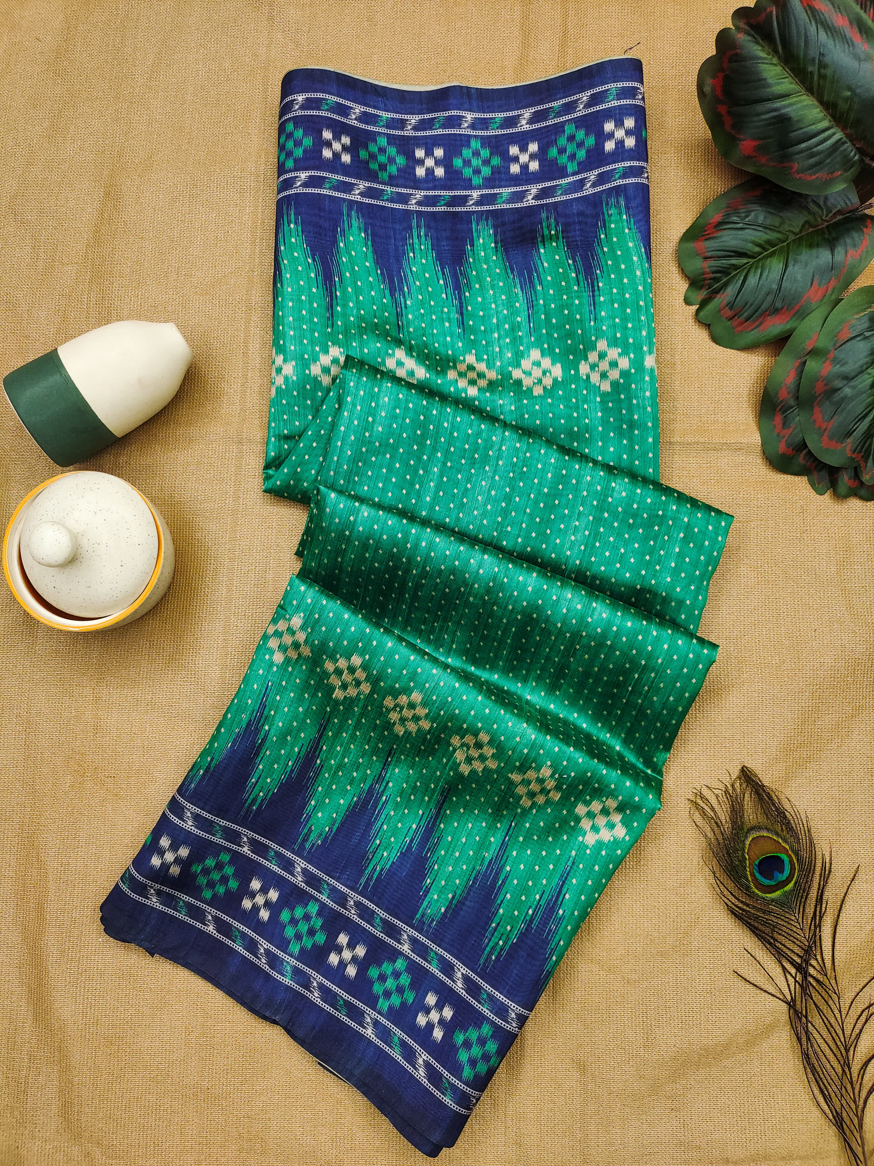 Ajrakh- Ethnic Elegance – Temple Patola Soft Silk Saree