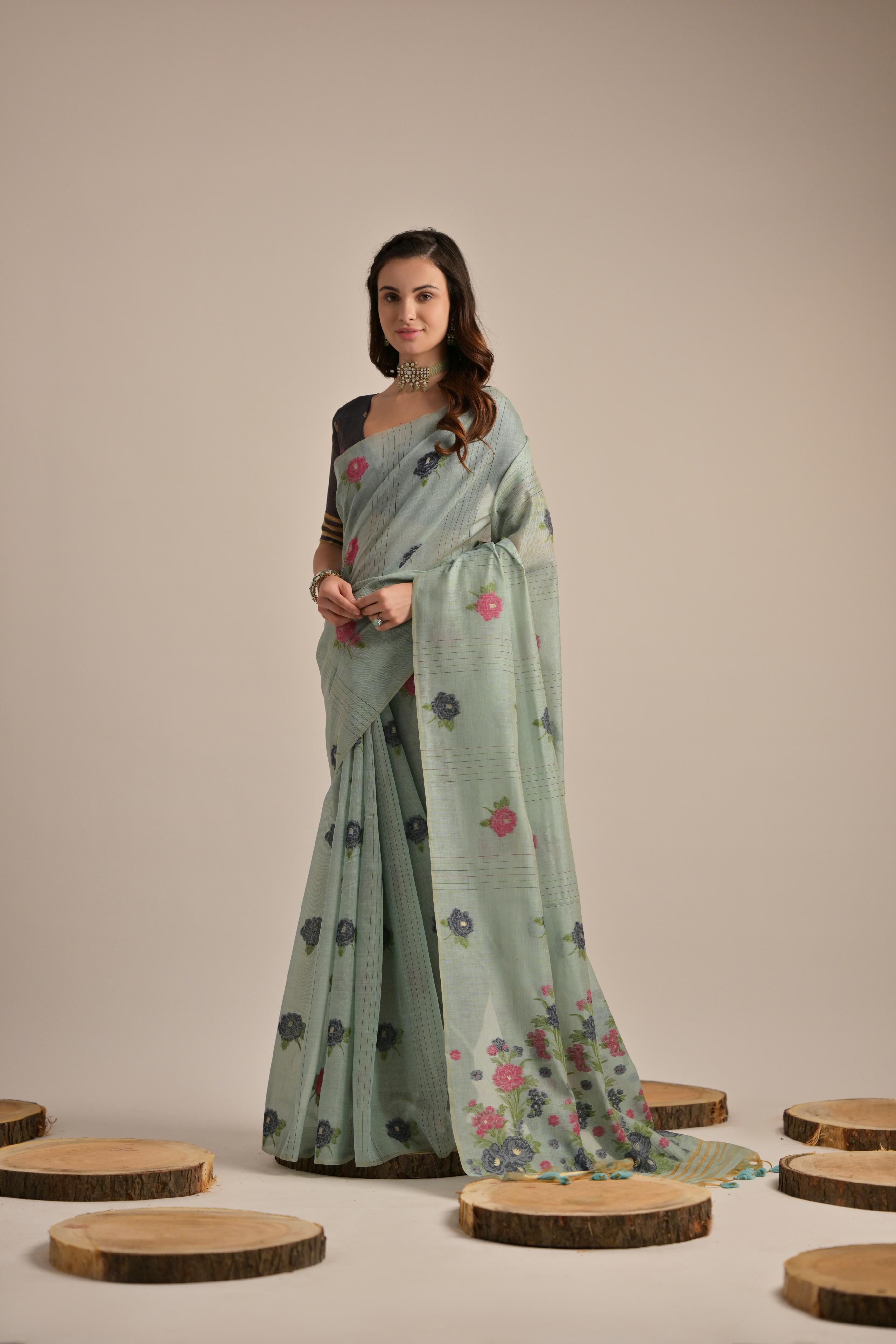Sara- Our premium pure cotton saree are crafted to make you shine