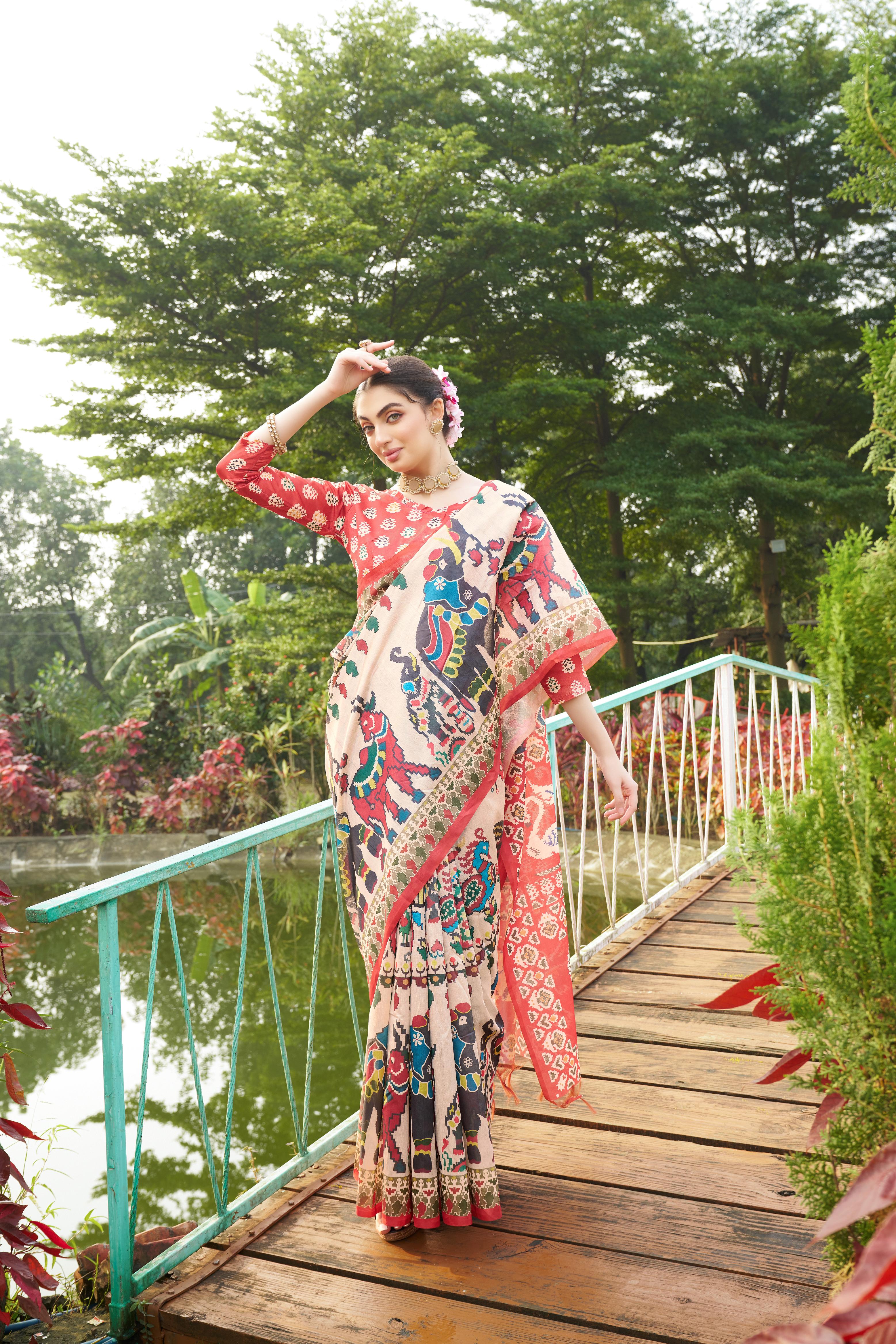 Mulk-4- Chic Festive Kalamkari Saree