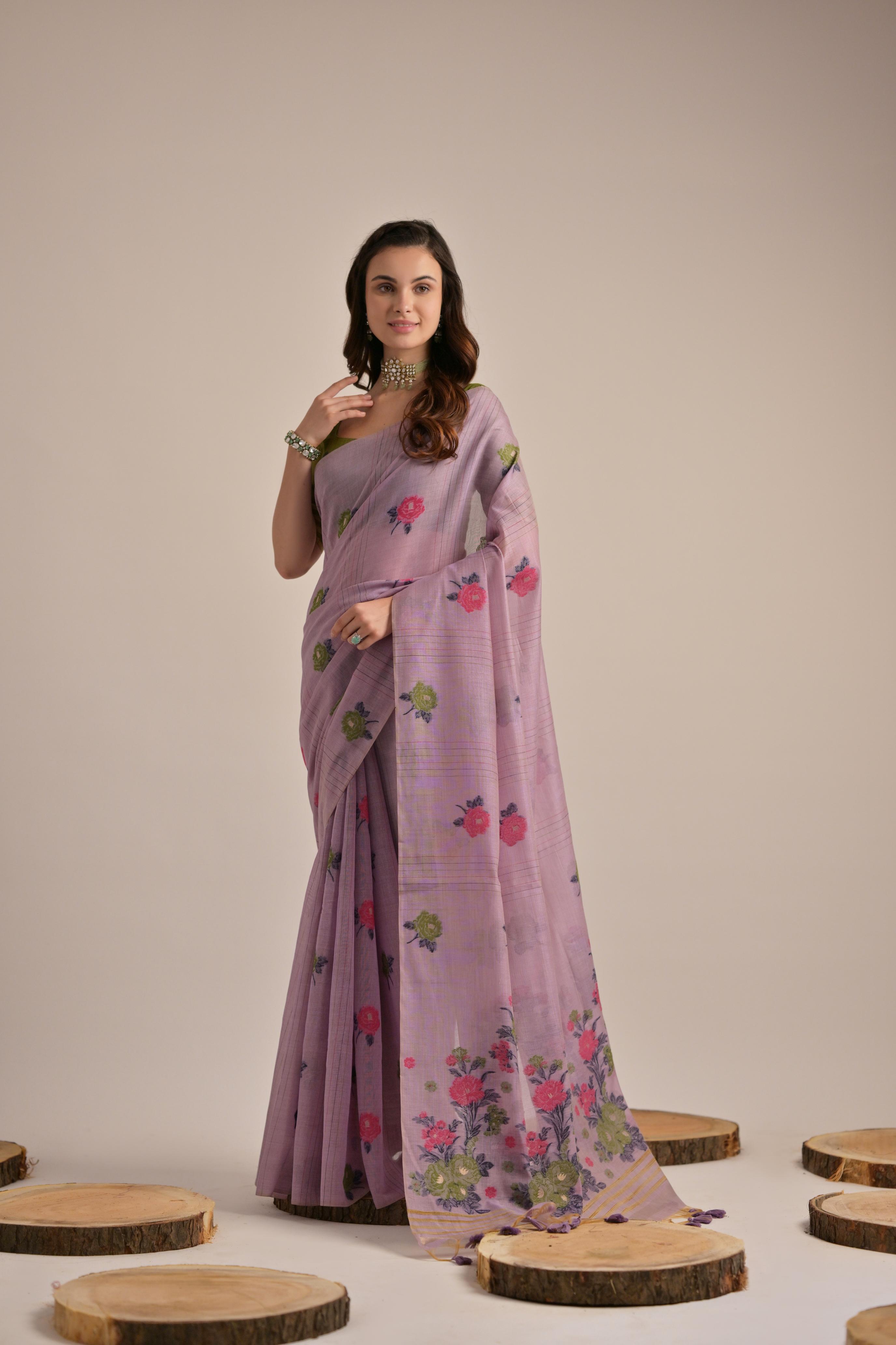 Sara- Our premium pure cotton saree are crafted to make you shine