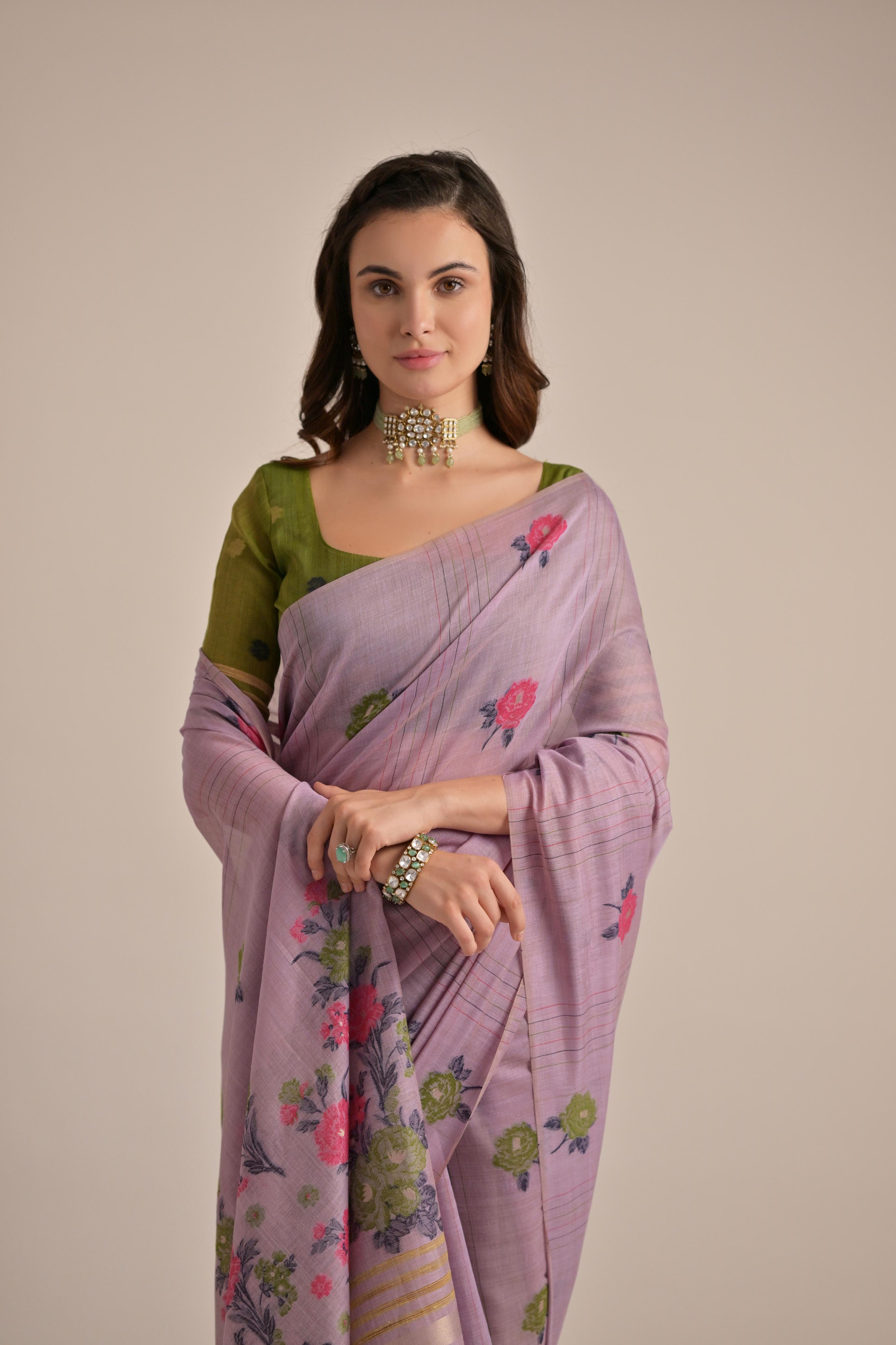 Sara- Our premium pure cotton saree are crafted to make you shine