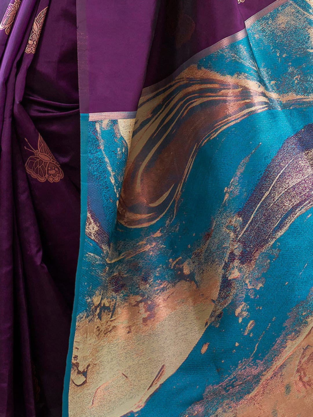 Elegant Purple Digital Printed Saree with Matching Blouse