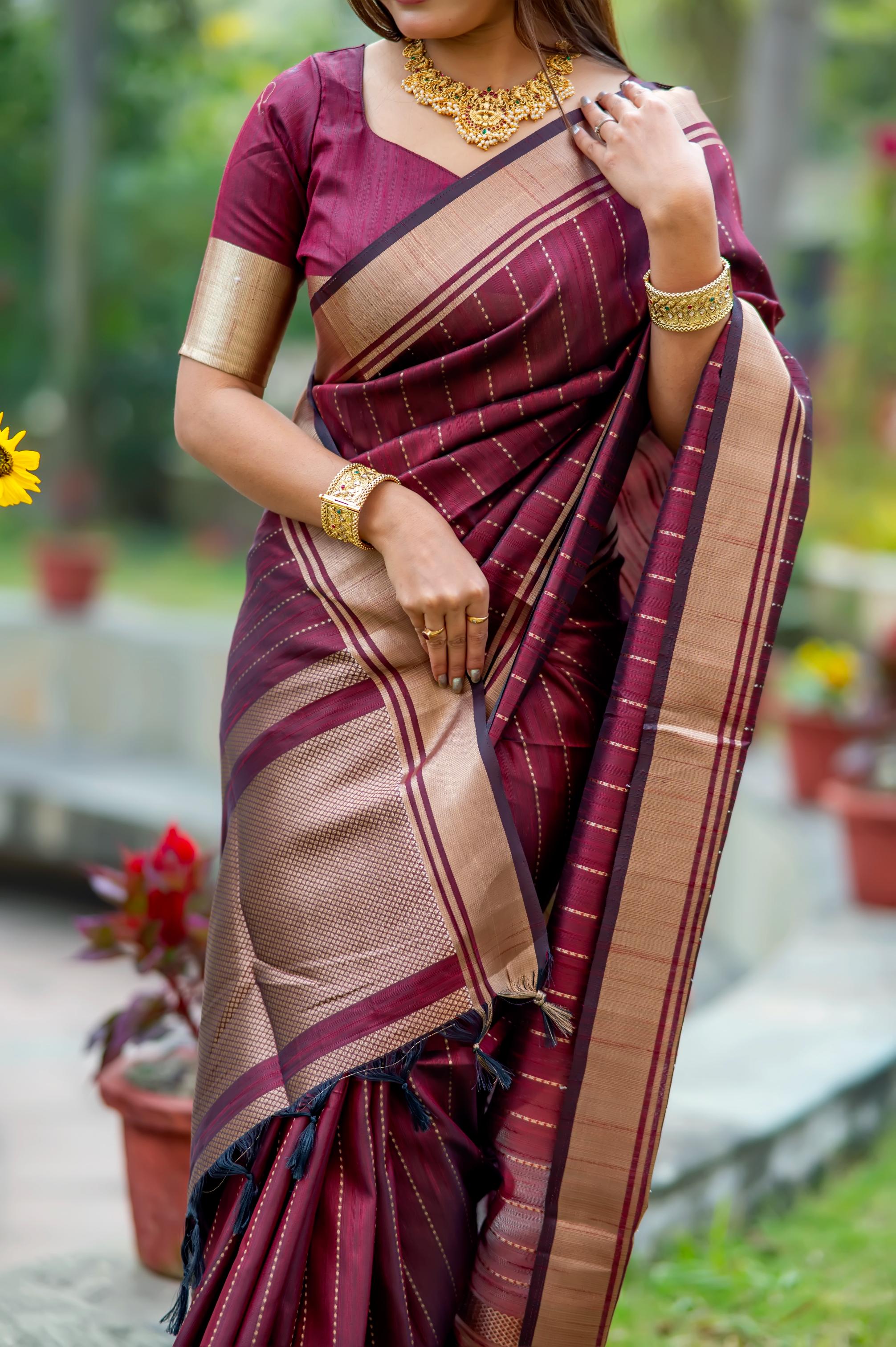 Shikha -Luxurious Silk saree Stripe Saree