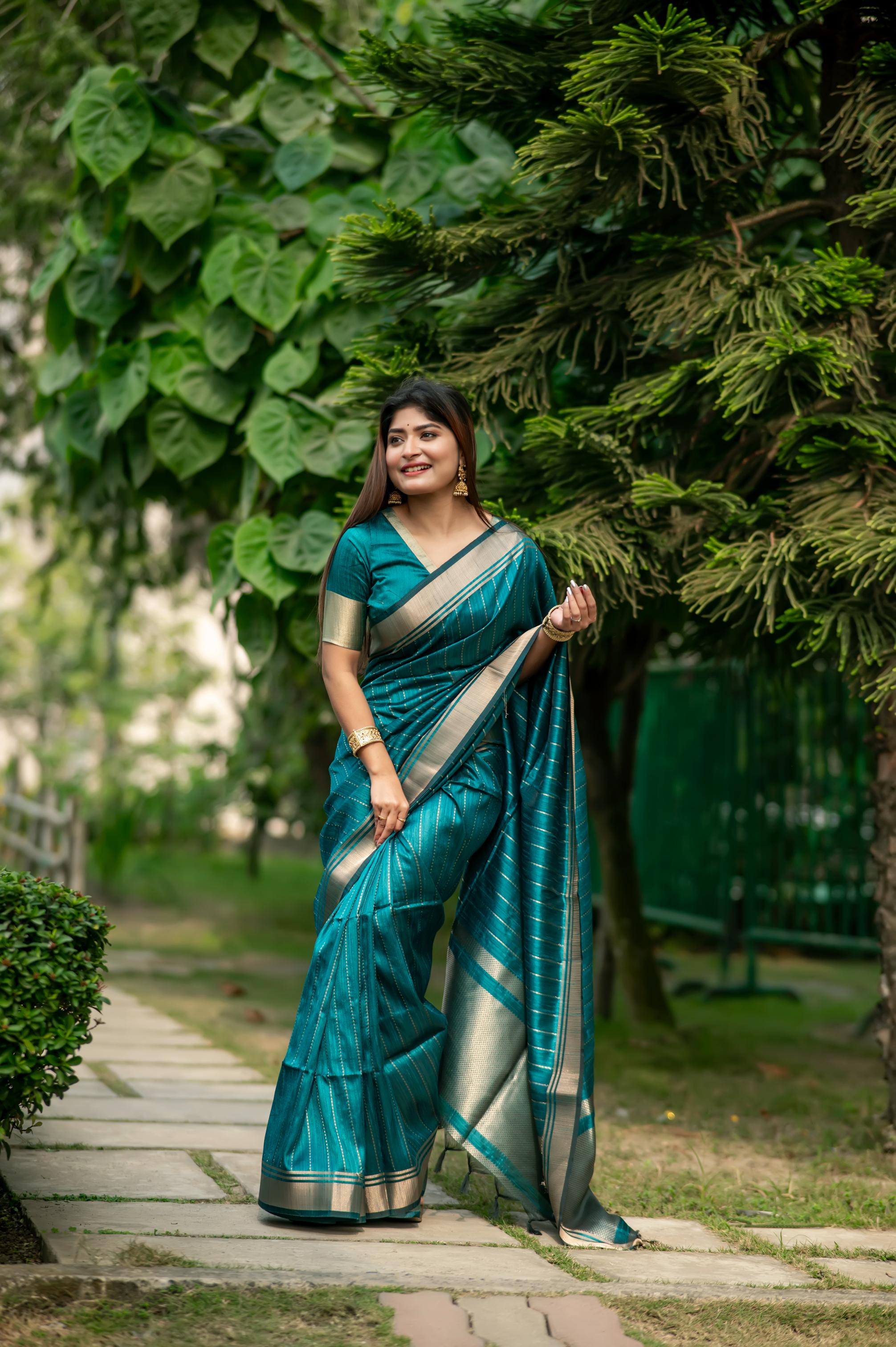 Shikha -Luxurious Silk saree Stripe Saree