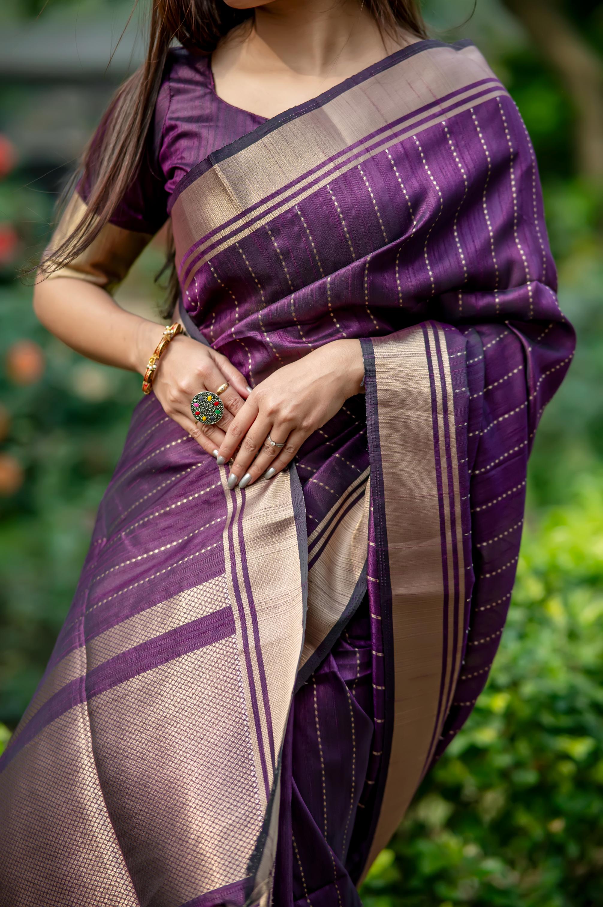 Shikha -Luxurious Silk saree Stripe Saree