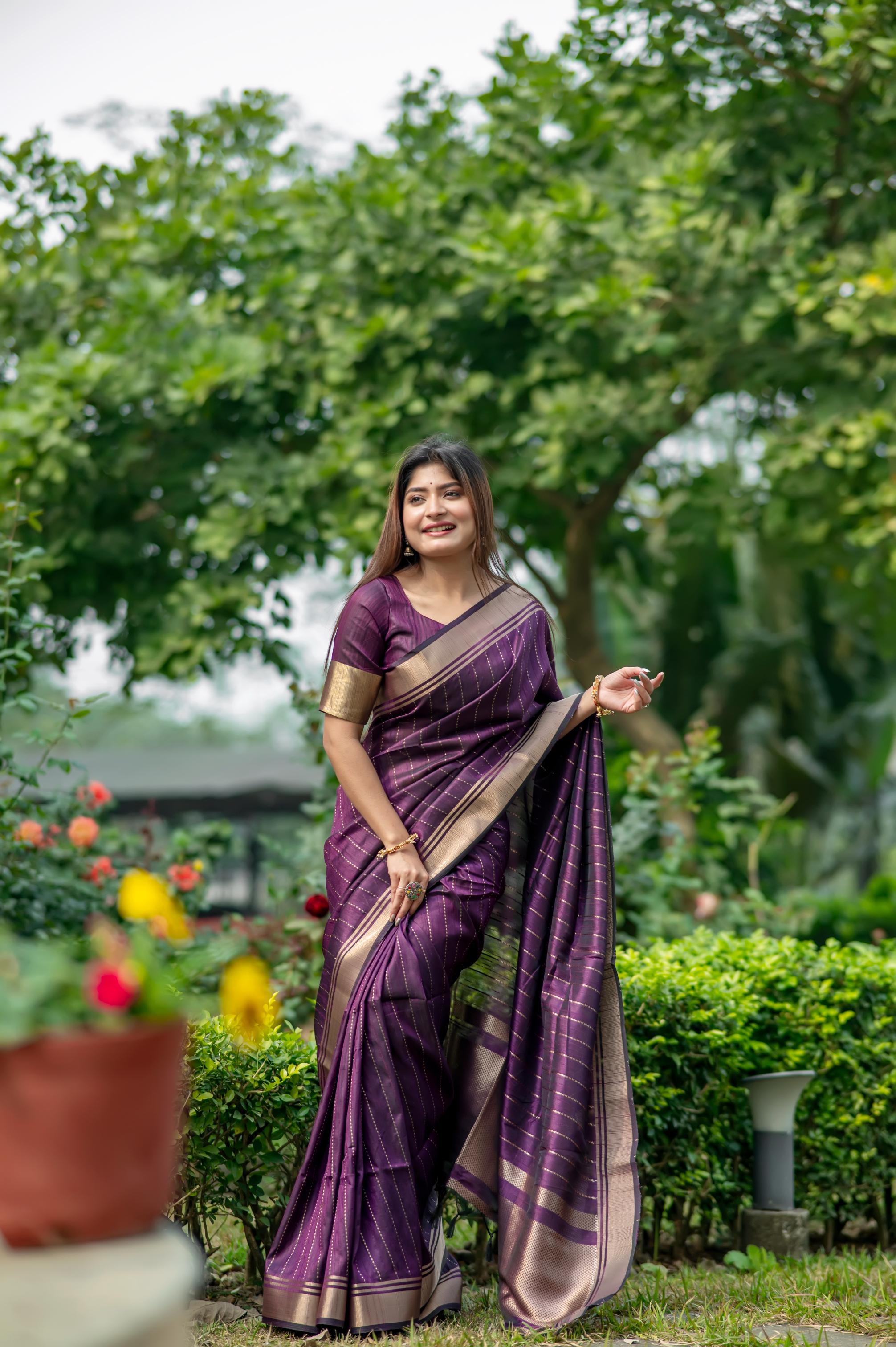 Shikha -Luxurious Silk saree Stripe Saree