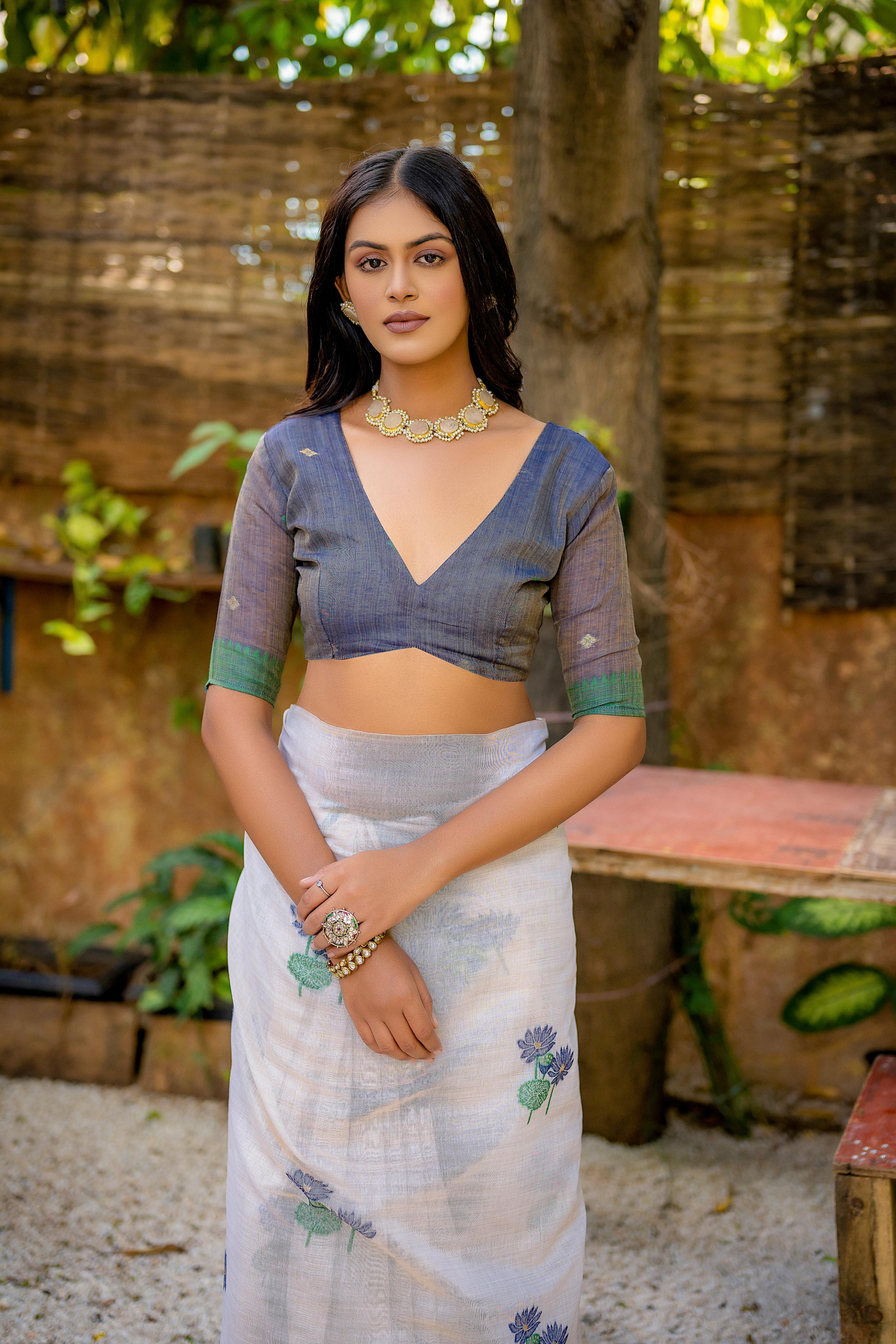 Griva- Graceful Muga Saree with Tassels