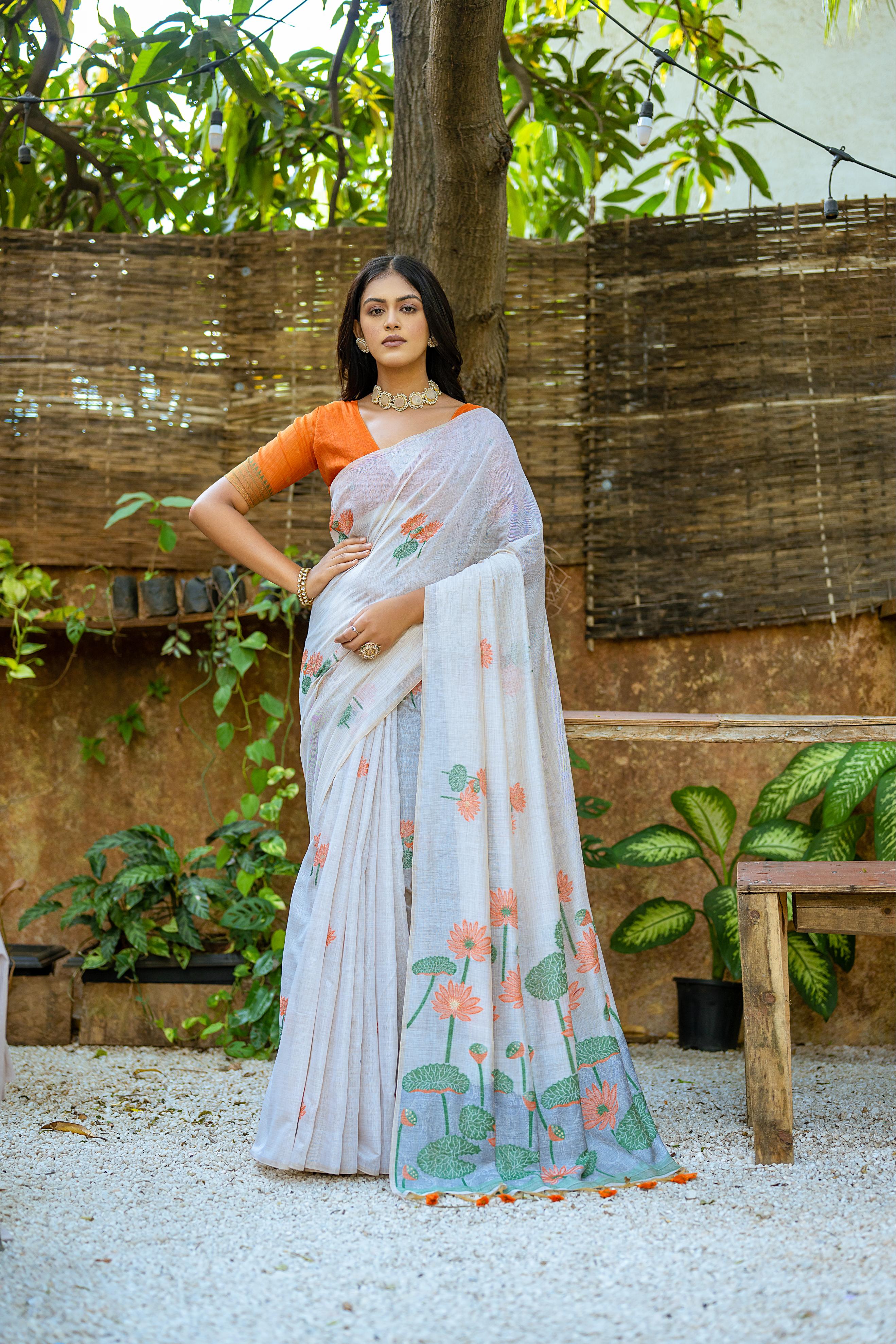 Griva- Graceful Muga Saree with Tassels