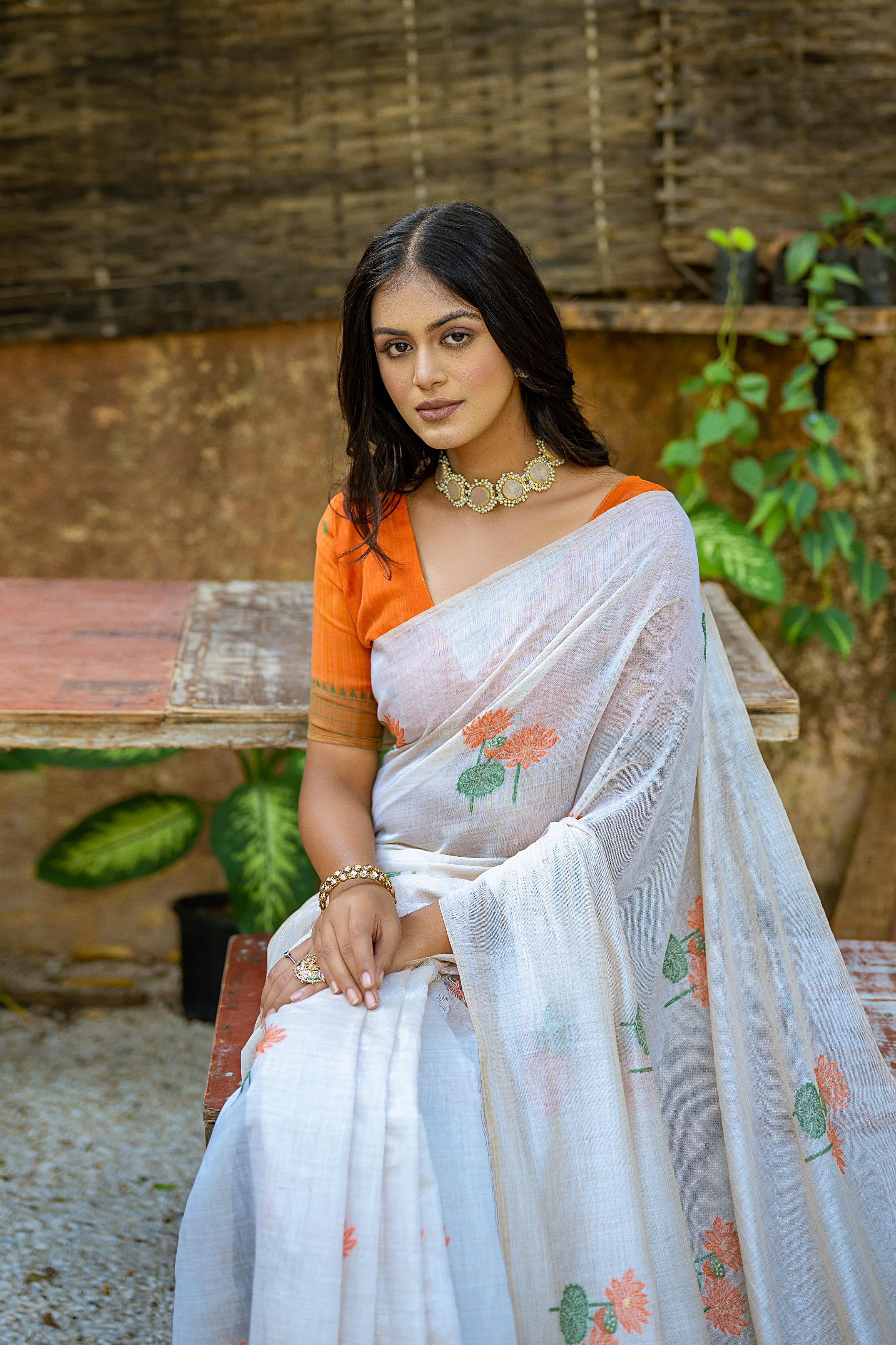 Griva- Graceful Muga Saree with Tassels