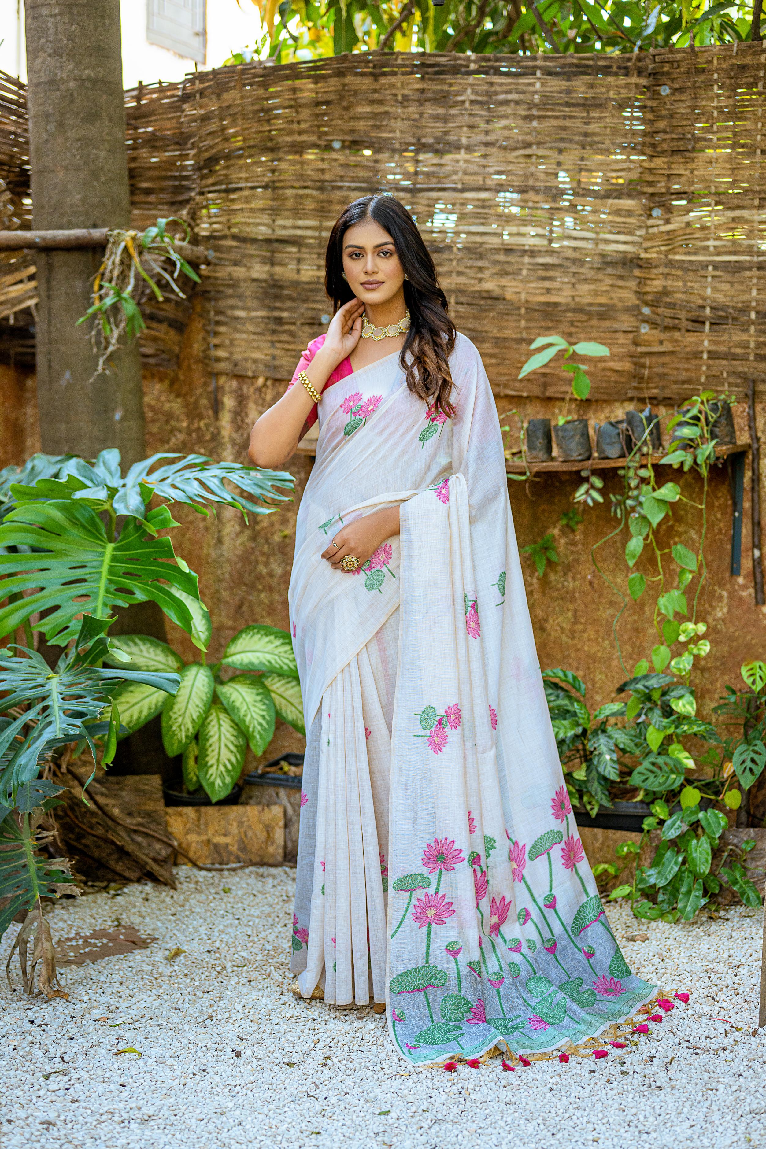 Griva- Graceful Muga Saree with Tassels