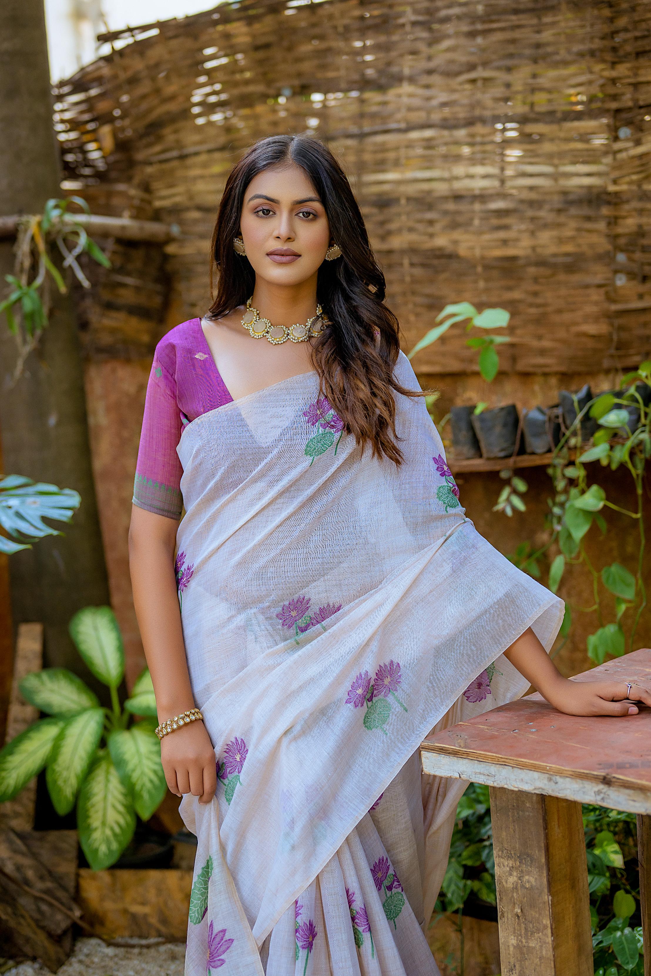 Griva- Graceful Muga Saree with Tassels