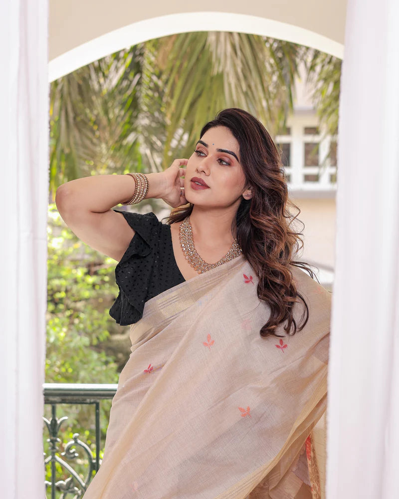 Shagun - Serenity in Silk – Mustard Bird Embroidered Saree