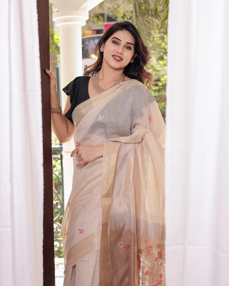 Shagun - Serenity in Silk – Mustard Bird Embroidered Saree