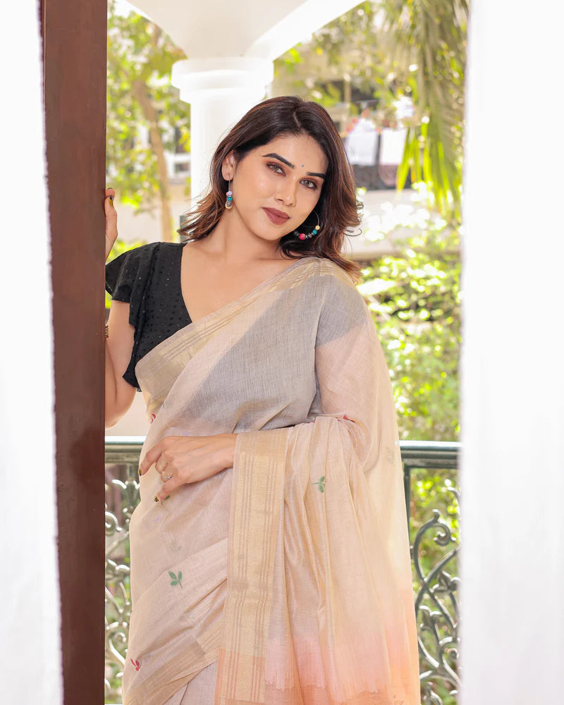 Shagun - Serenity in Silk – Mustard Bird Embroidered Saree