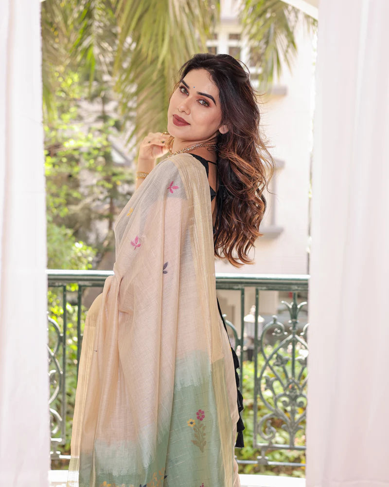 Shagun - Serenity in Silk – Mustard Bird Embroidered Saree