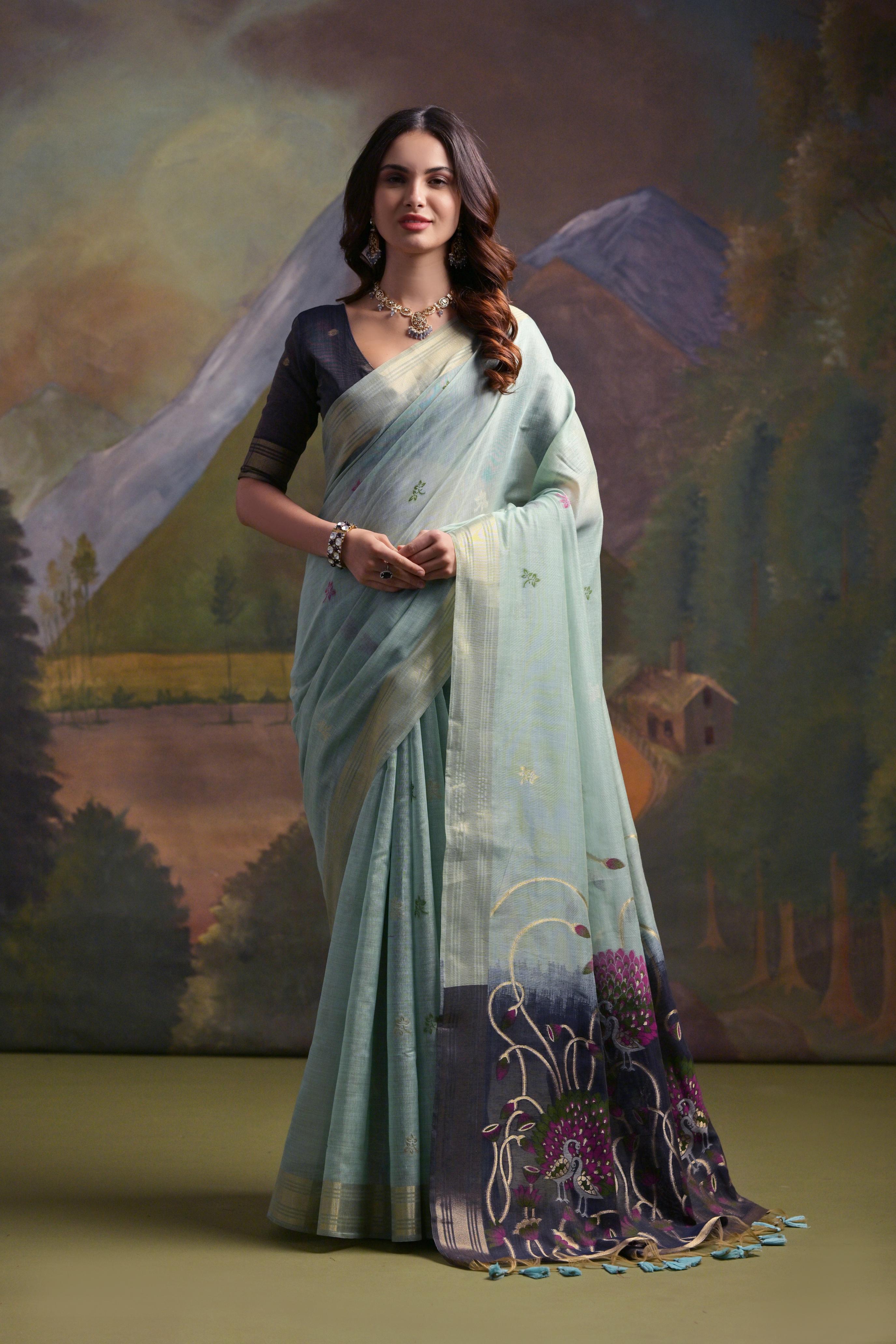 Moor- Peacock Pallu Edition – Muga Cotton Sarees
