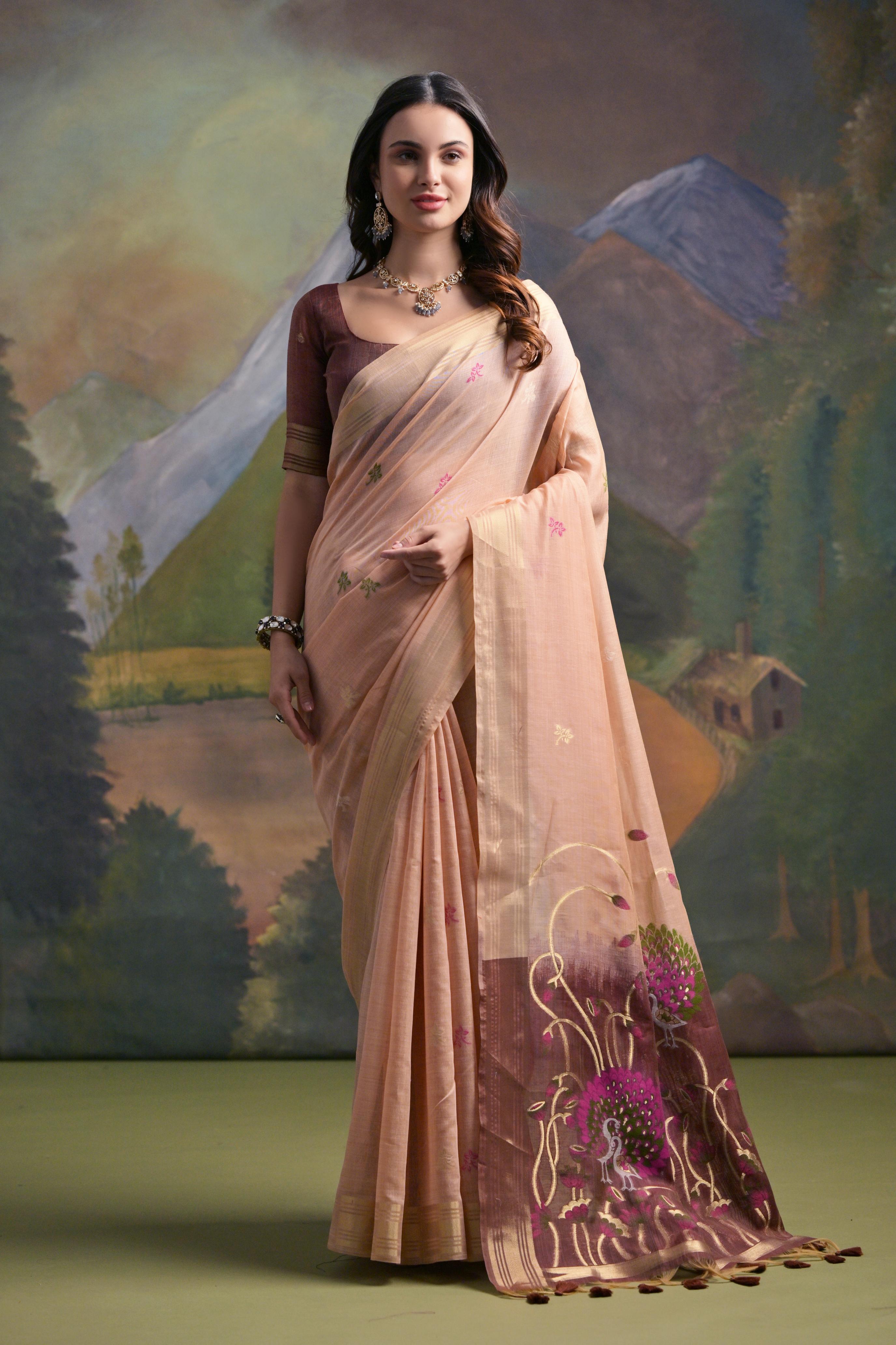 Moor- Peacock Pallu Edition – Muga Cotton Sarees