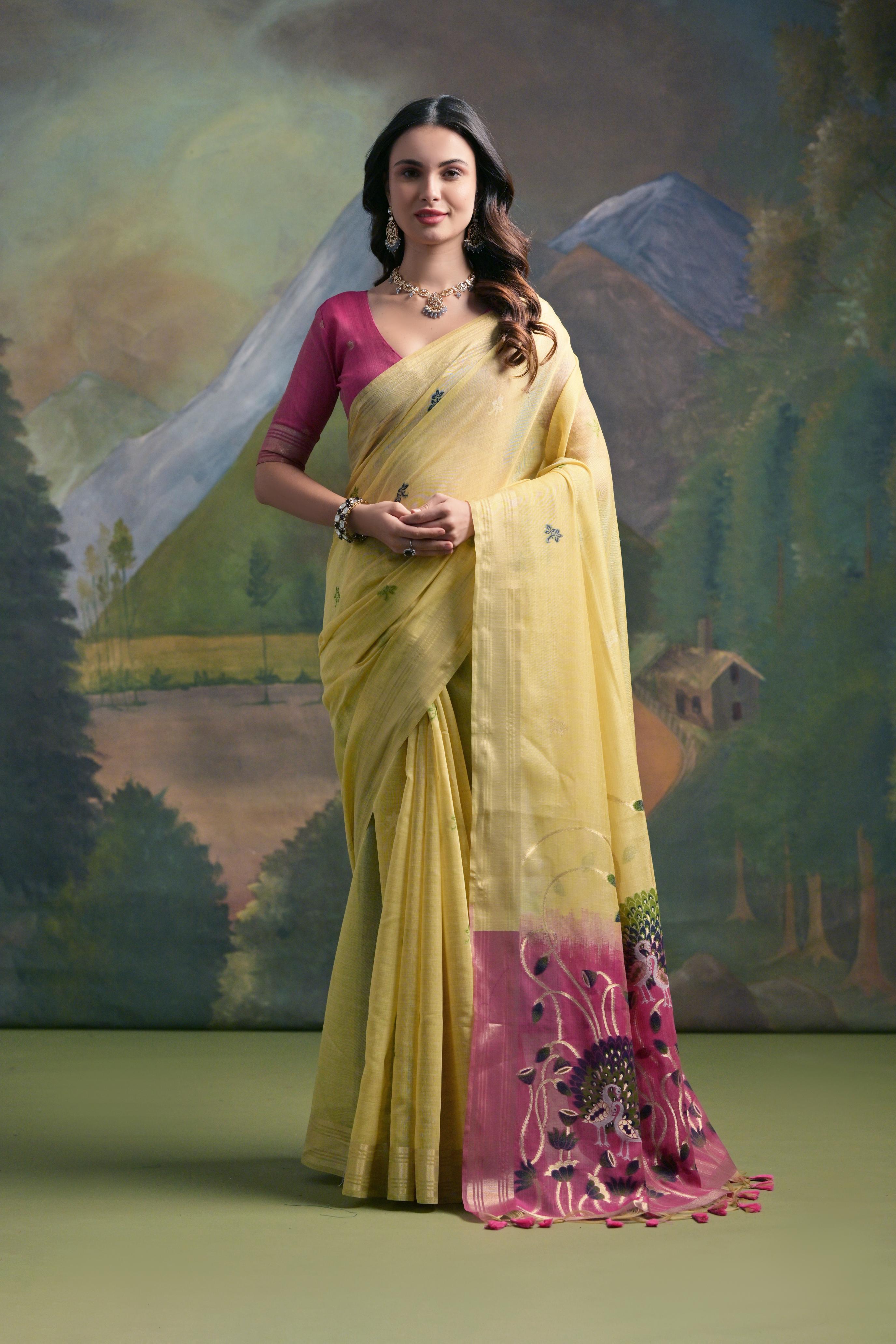 Moor- Peacock Pallu Edition – Muga Cotton Sarees