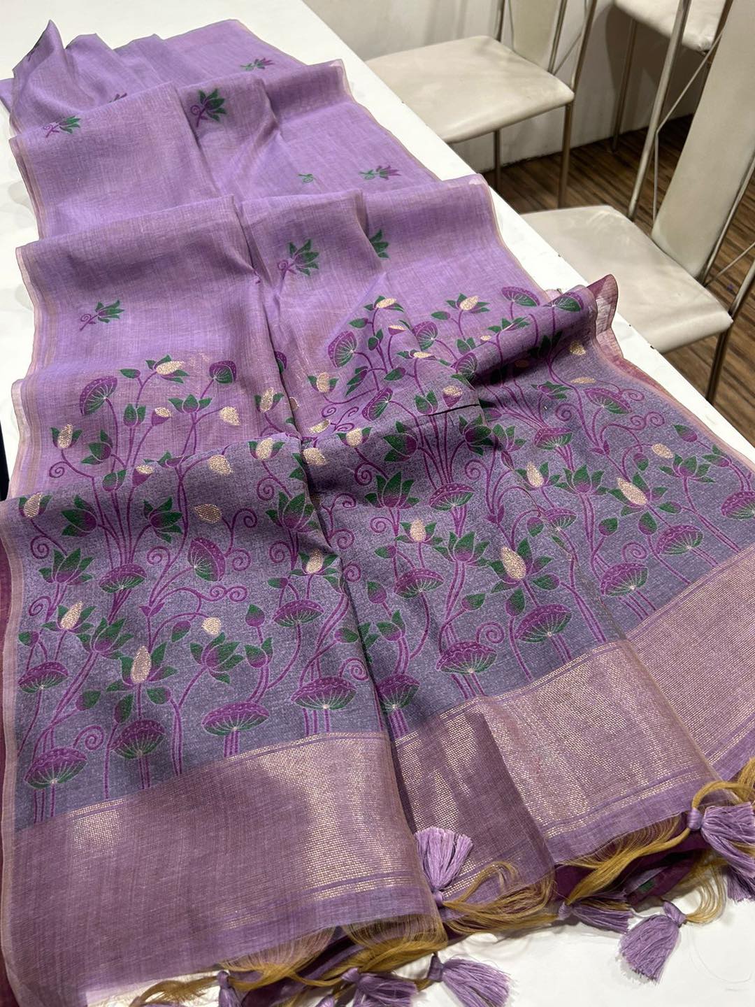 Noor- Muga cotton saree Temple Anarkali Gown is crafted with premium silk and traditional embroidery,