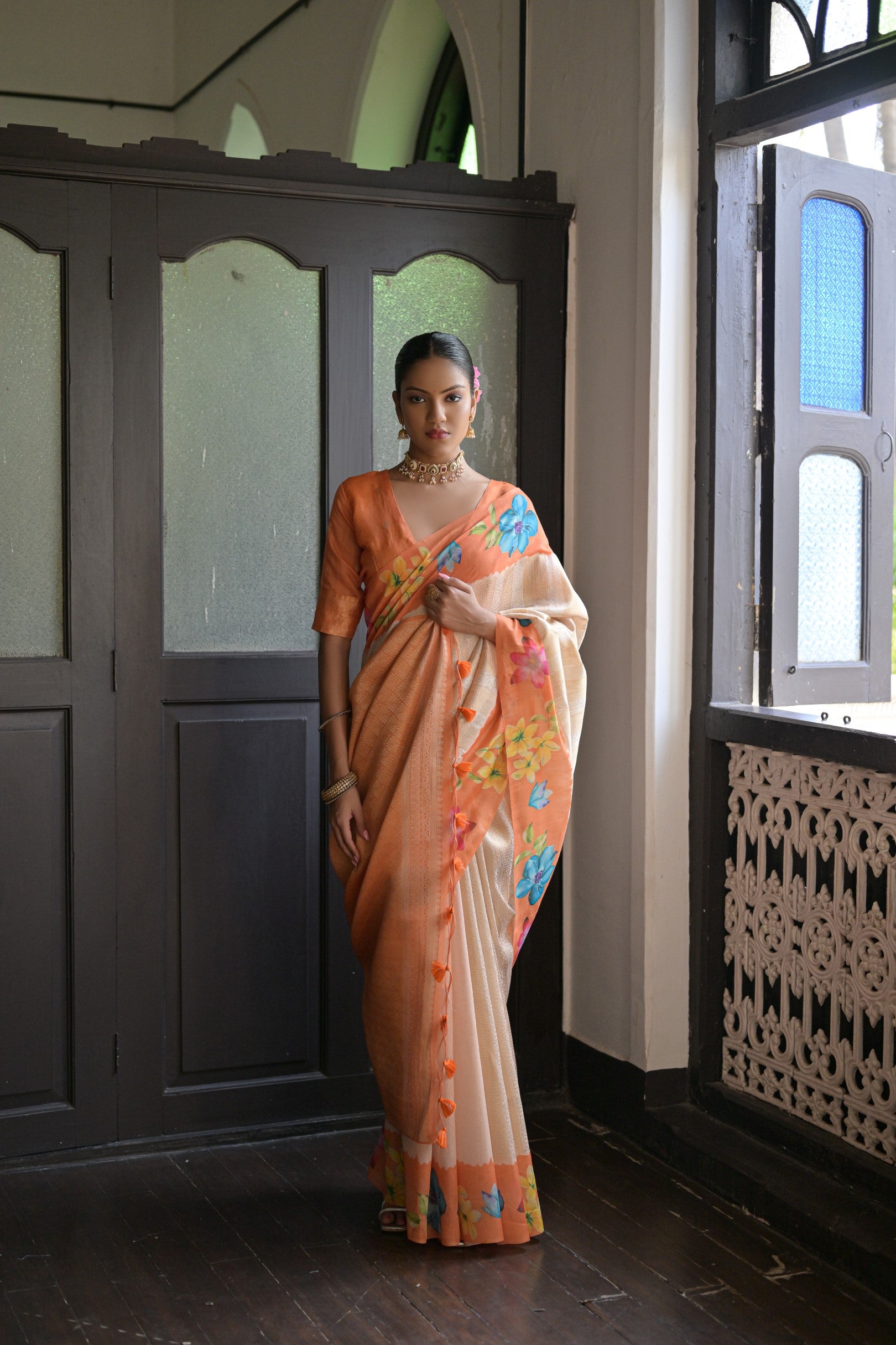 Shibori- Turquoise Silk saree ,tussar saree