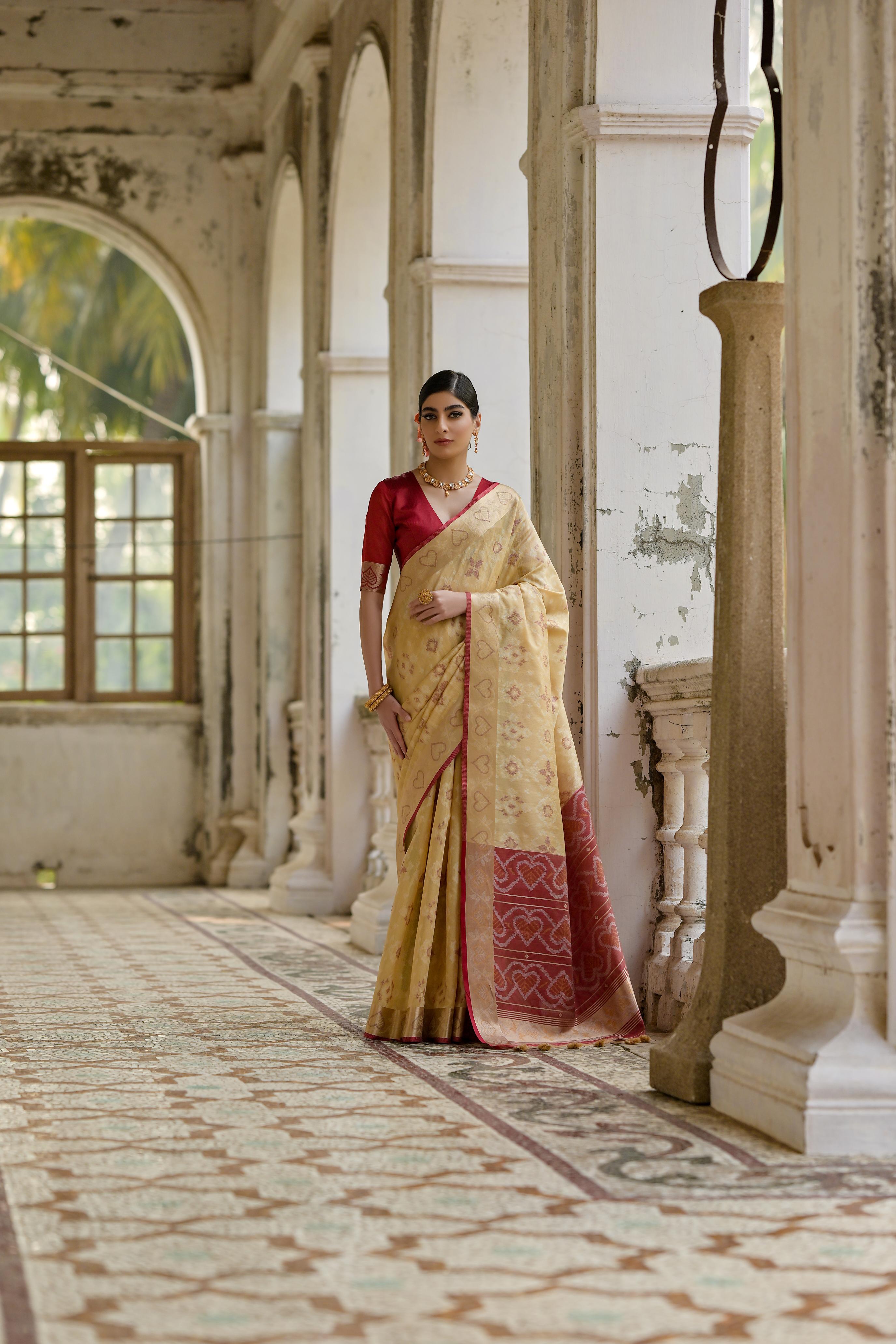 Sundari- Ikat Printed Art Silk Saree In Royal Style