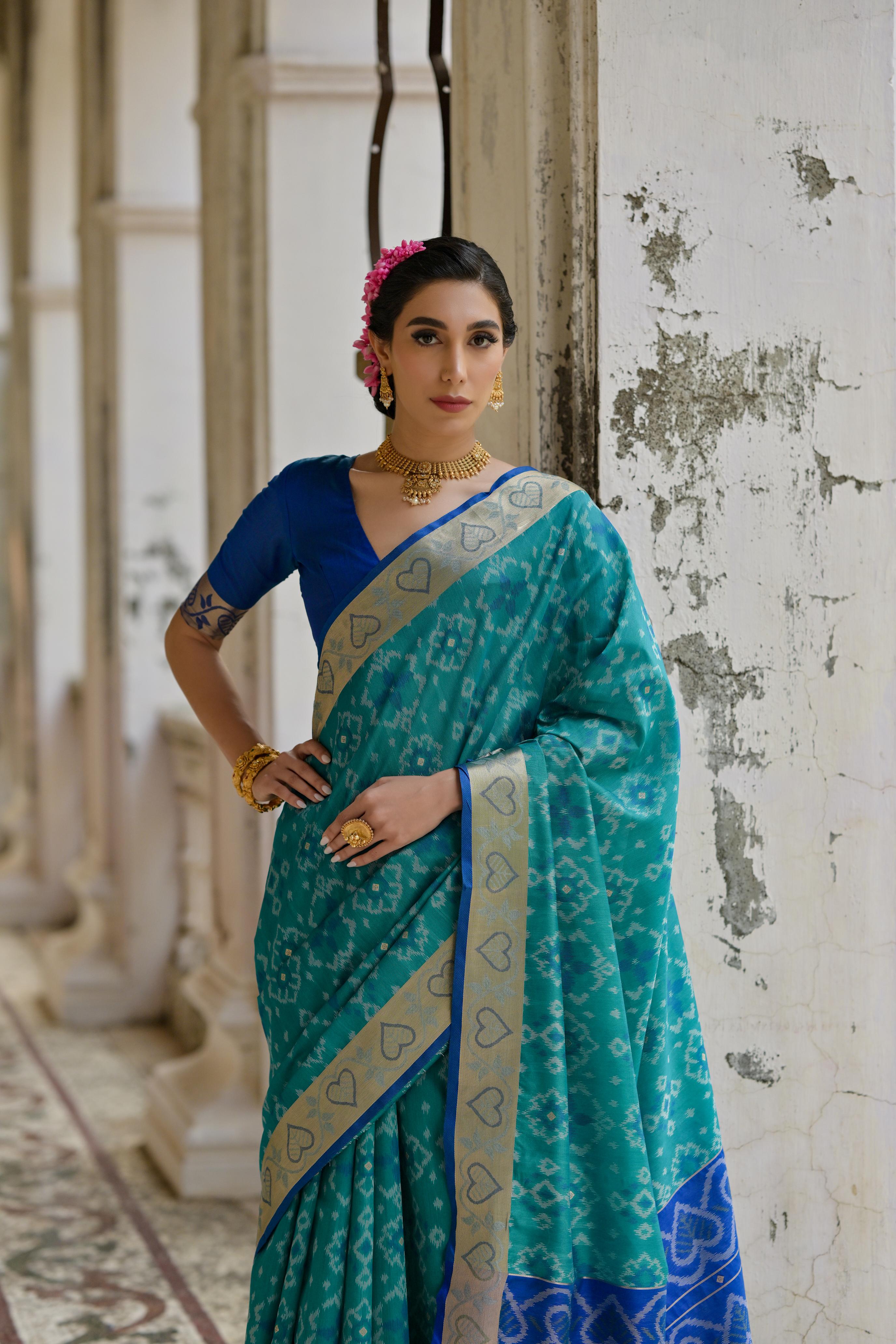 Sundari- Ikat Printed Art Silk Saree In Royal Style