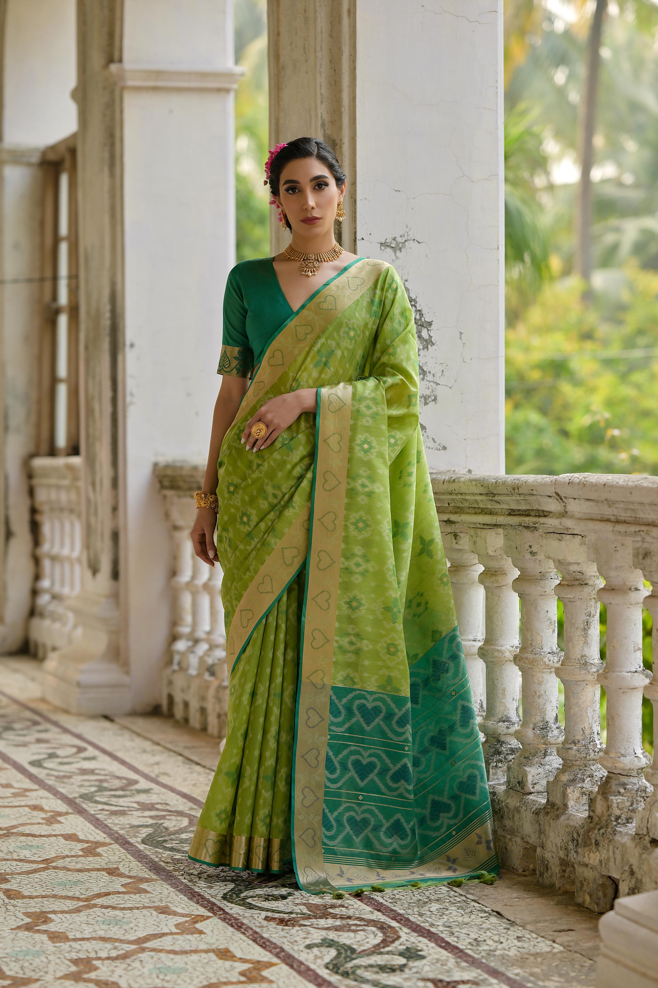 Sundari- Ikat Printed Art Silk Saree In Royal Style