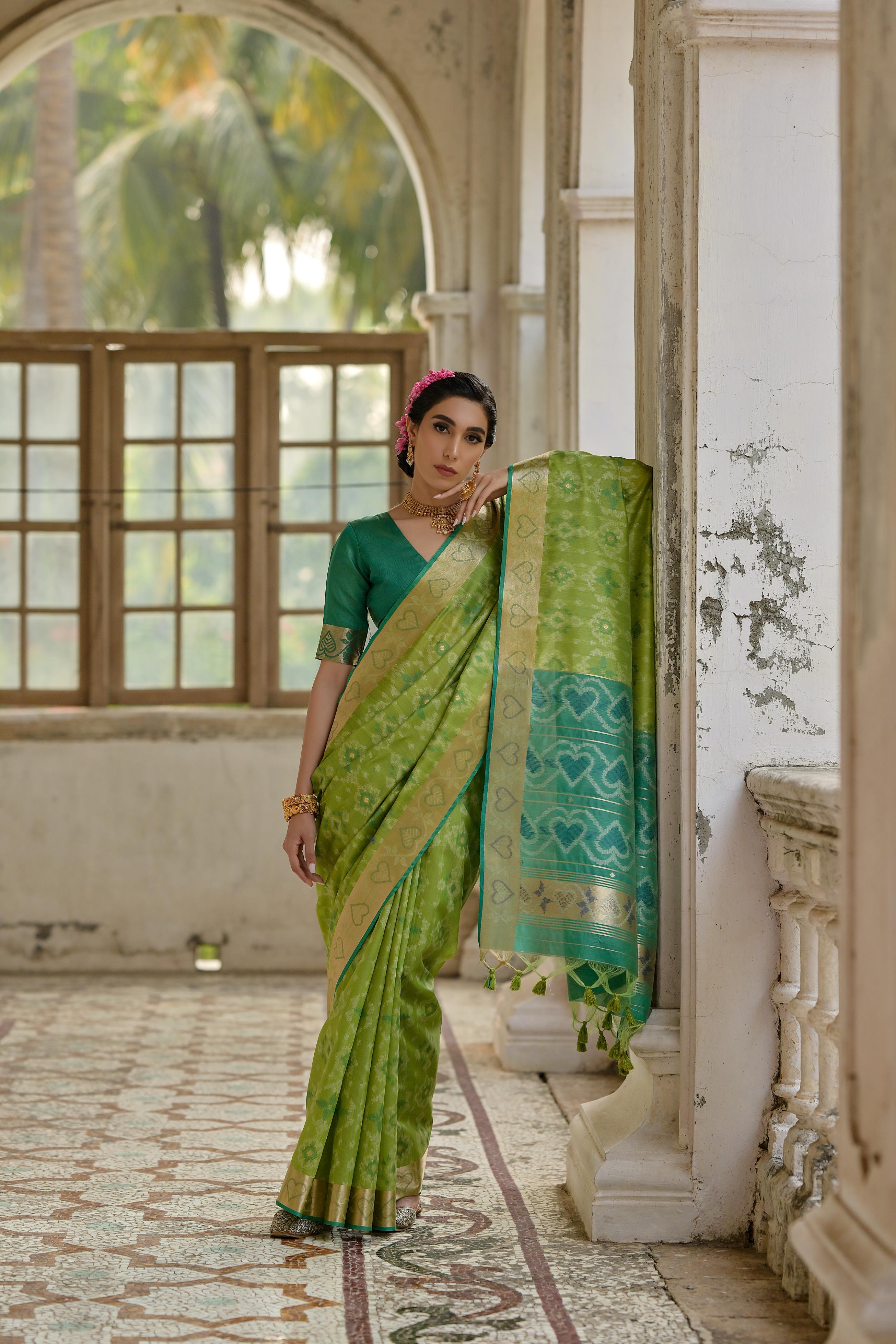 Sundari- Ikat Printed Art Silk Saree In Royal Style