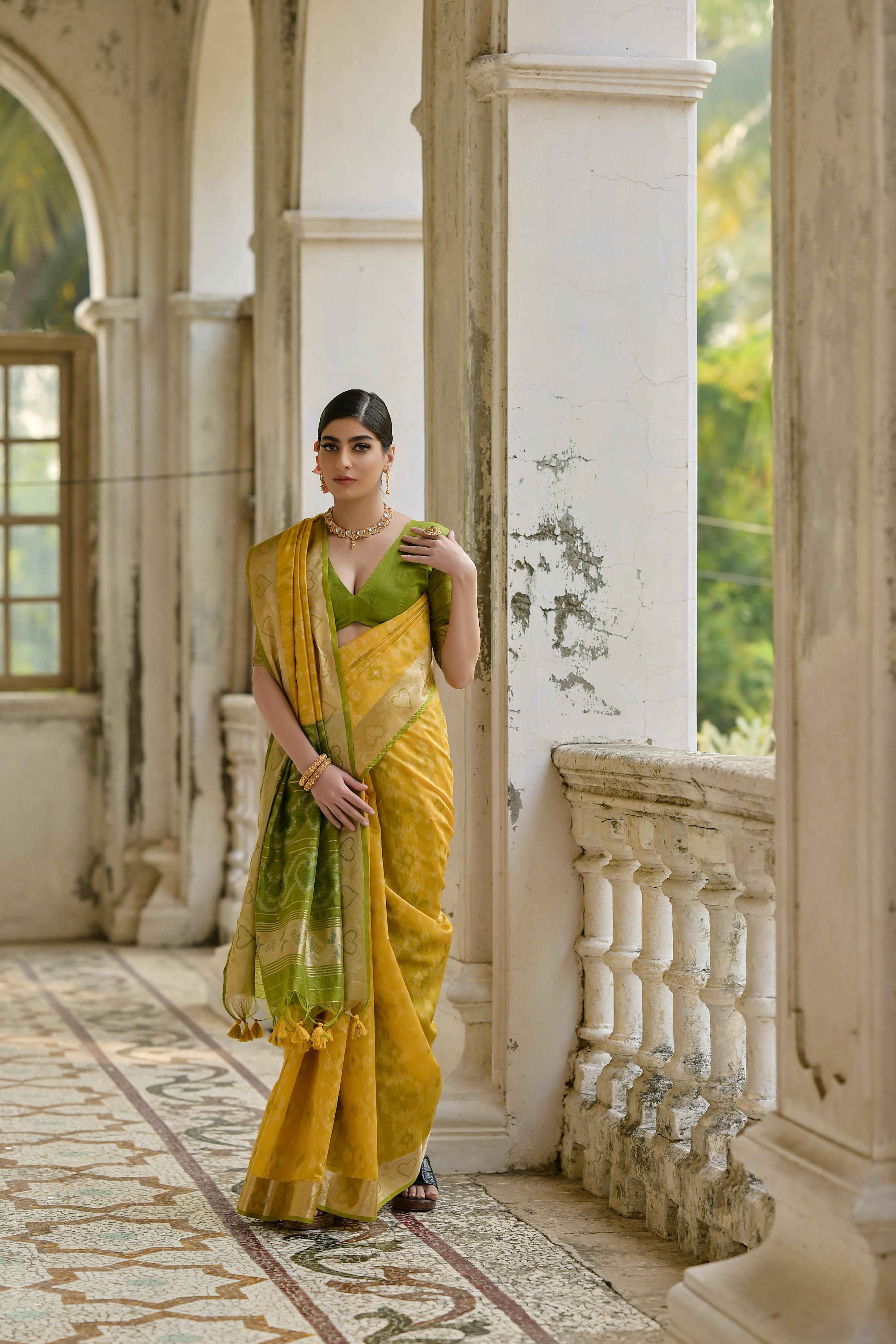Sundari- Ikat Printed Art Silk Saree In Royal Style