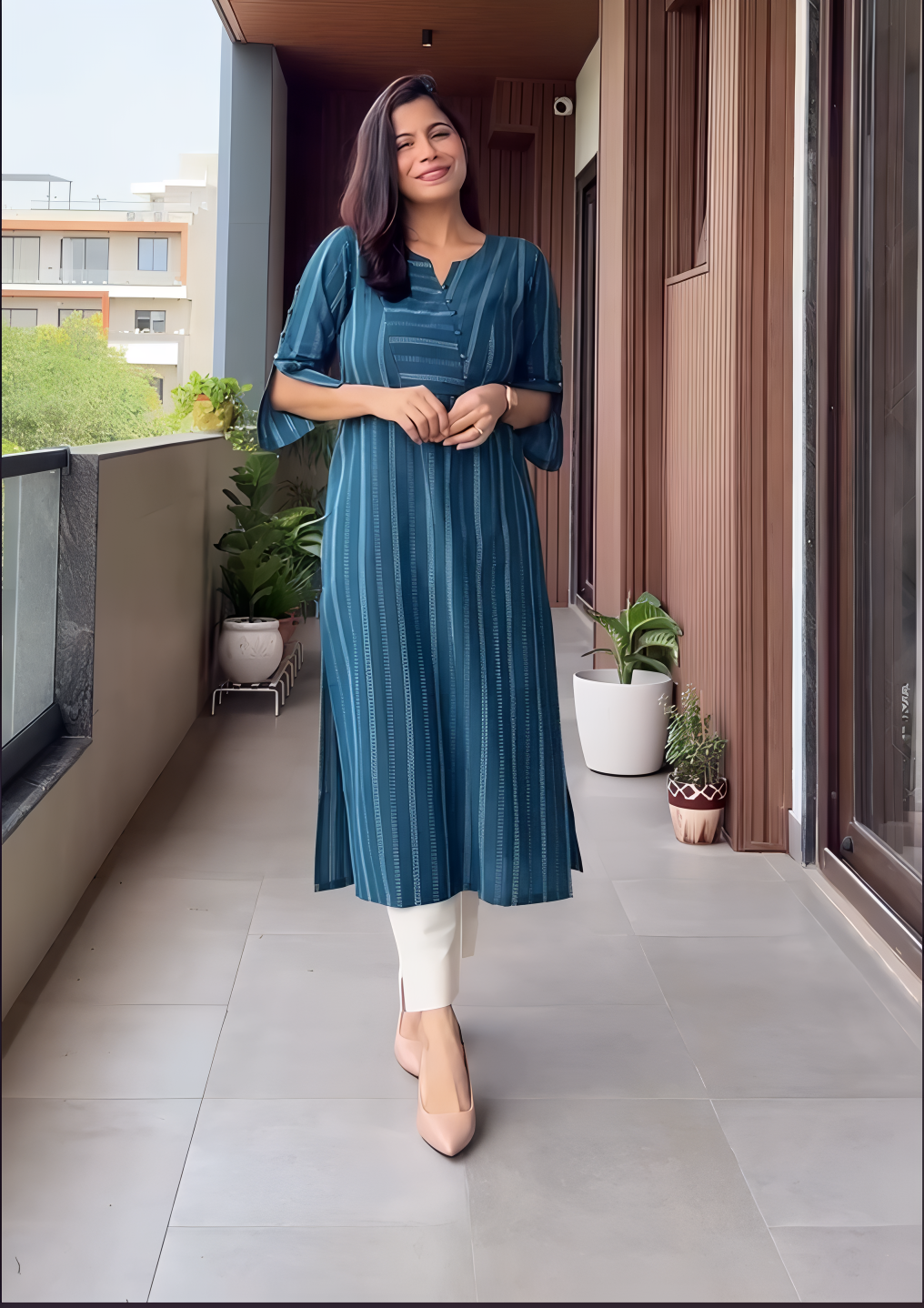 Nazar- style looking classic women's wear kurti set