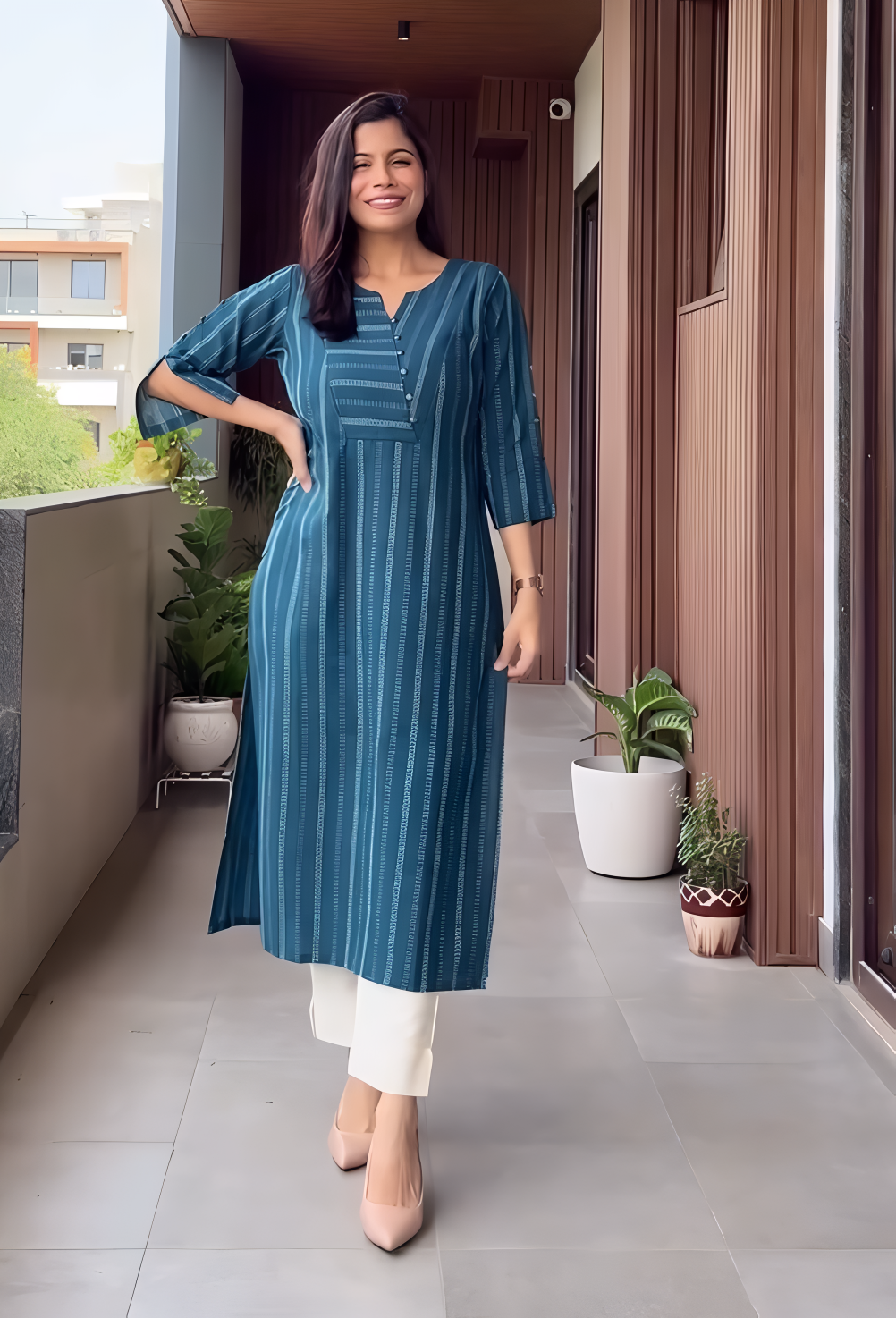 Nazar- style looking classic women's wear kurti set