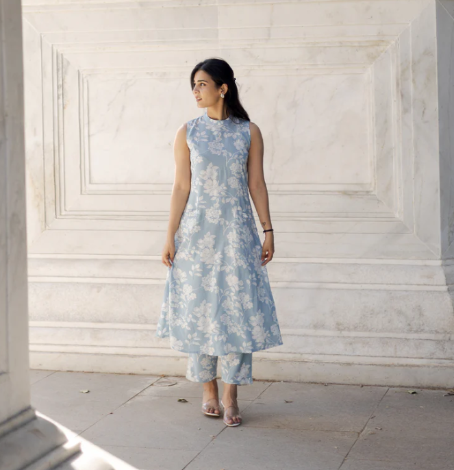 Kiva- A must-have kurta set print work and soft fabric