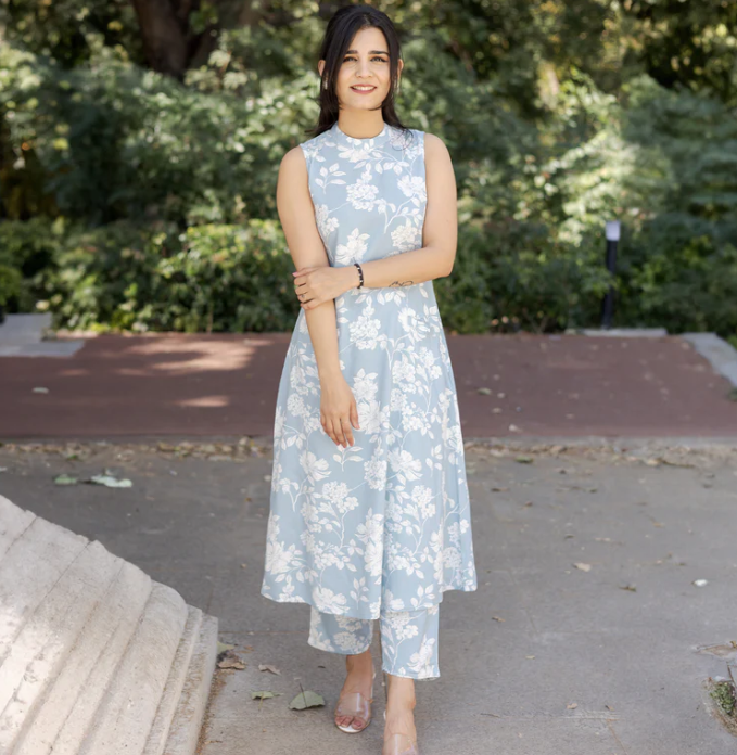 Kiva- A must-have kurta set print work and soft fabric