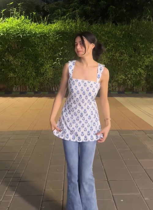 Jeny - Pure Muslin  printed slit cut kurti