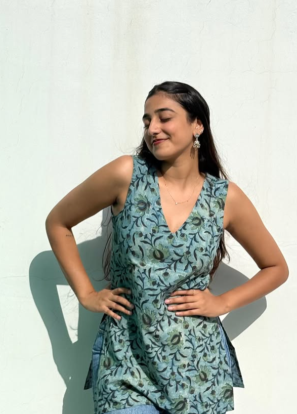 Jaal -Pure Muslin  printed slit cut kurti