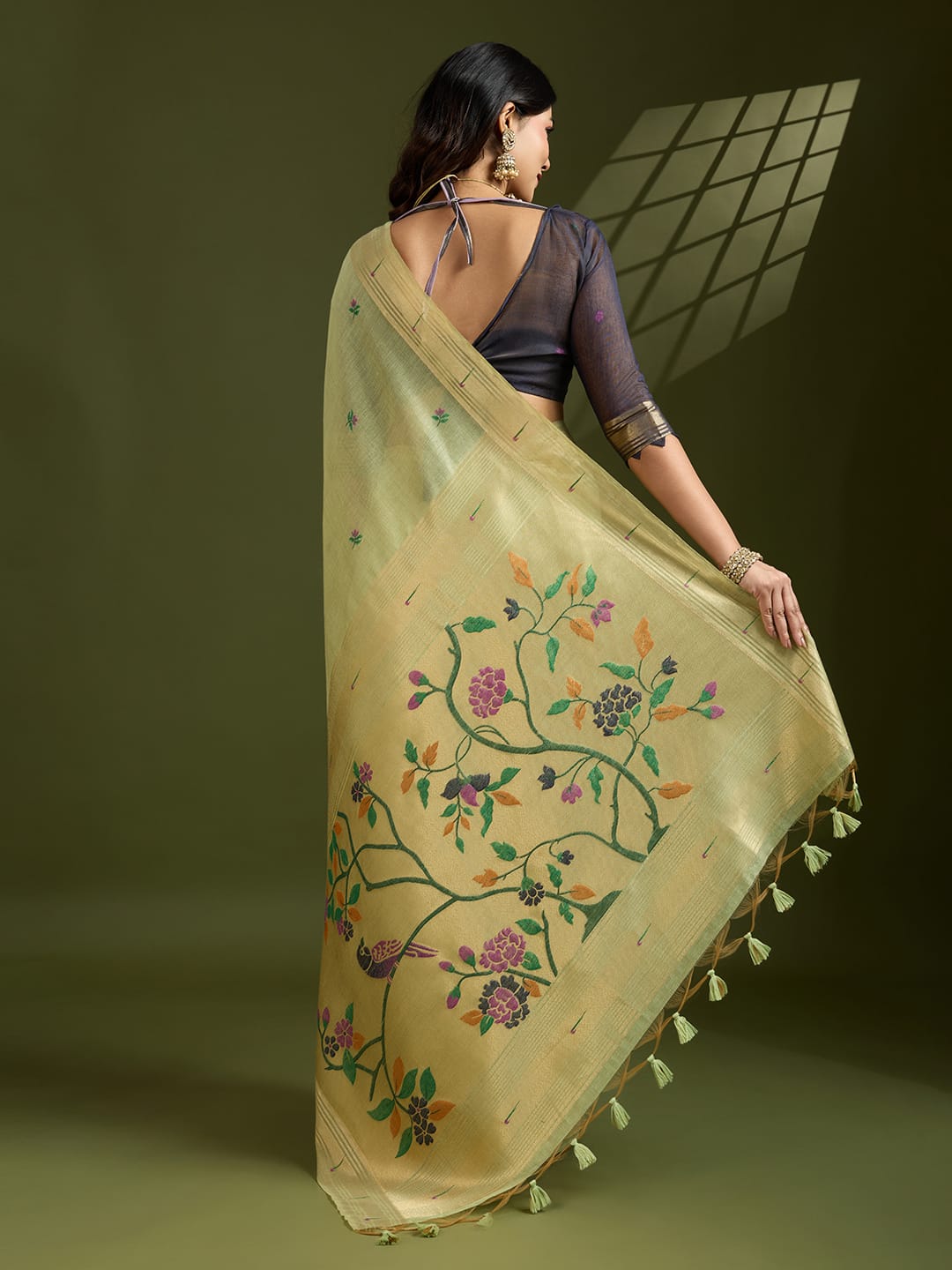 Any- Classy Charm – Pastel Saree with Delicate Thread Work"