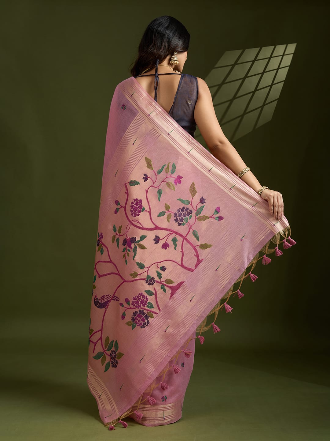 Any- Classy Charm – Pastel Saree with Delicate Thread Work"