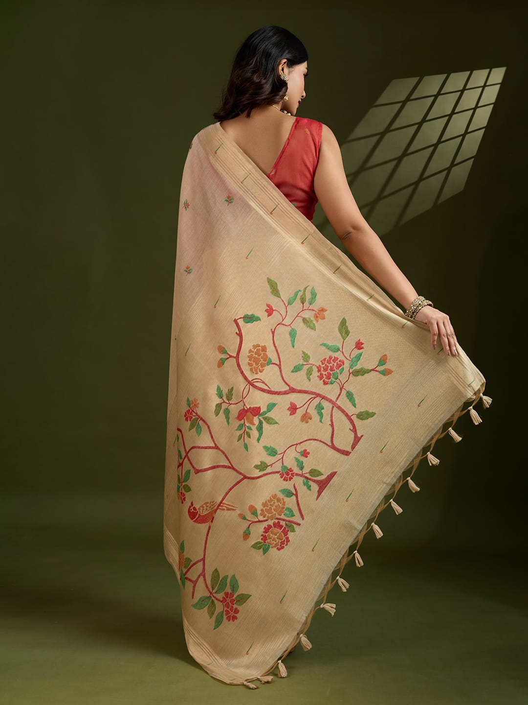 Any- Classy Charm – Pastel Saree with Delicate Thread Work"