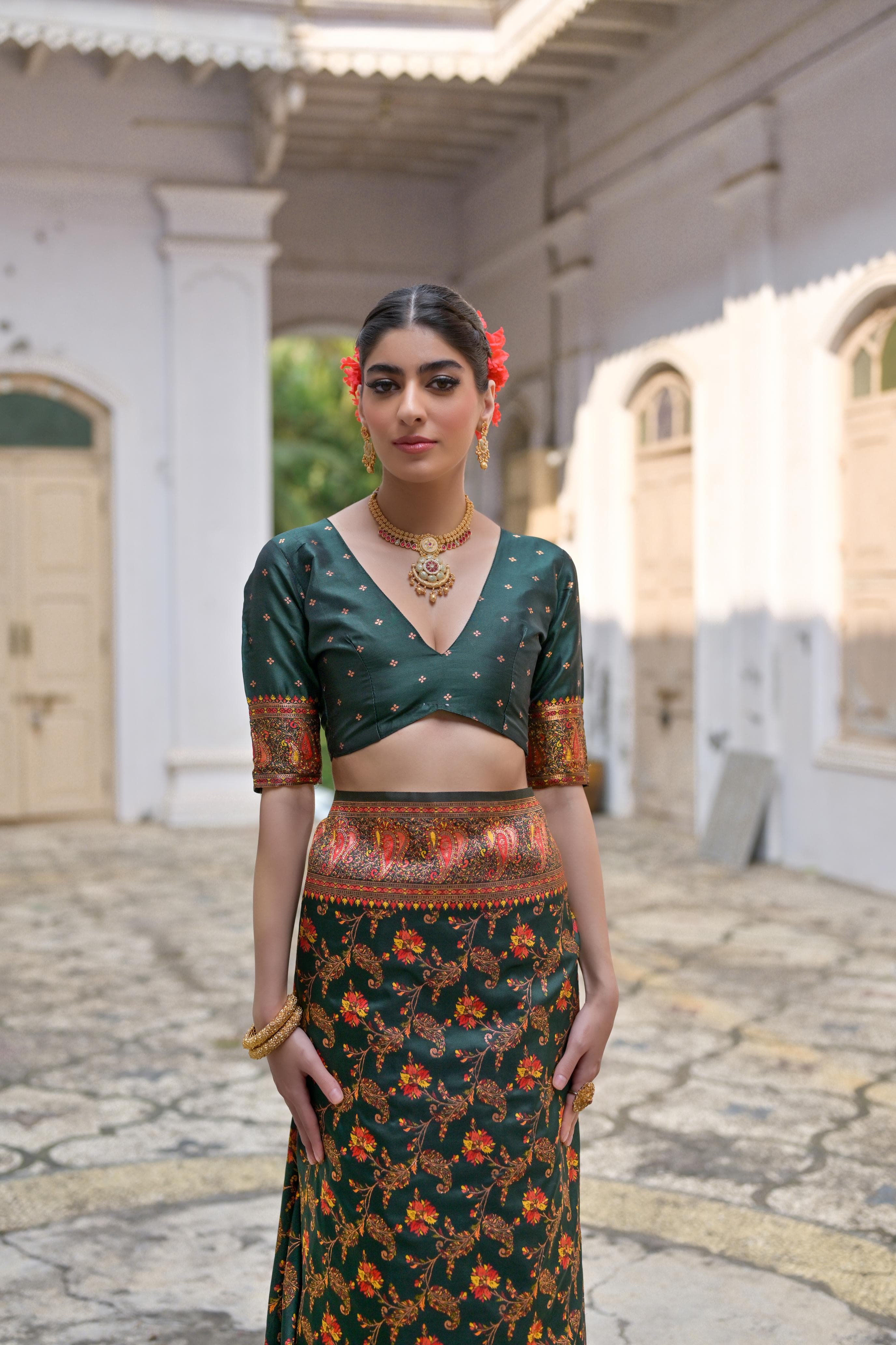 Taj - Andaaz – Rich Zari Silk in Emerald Glow
