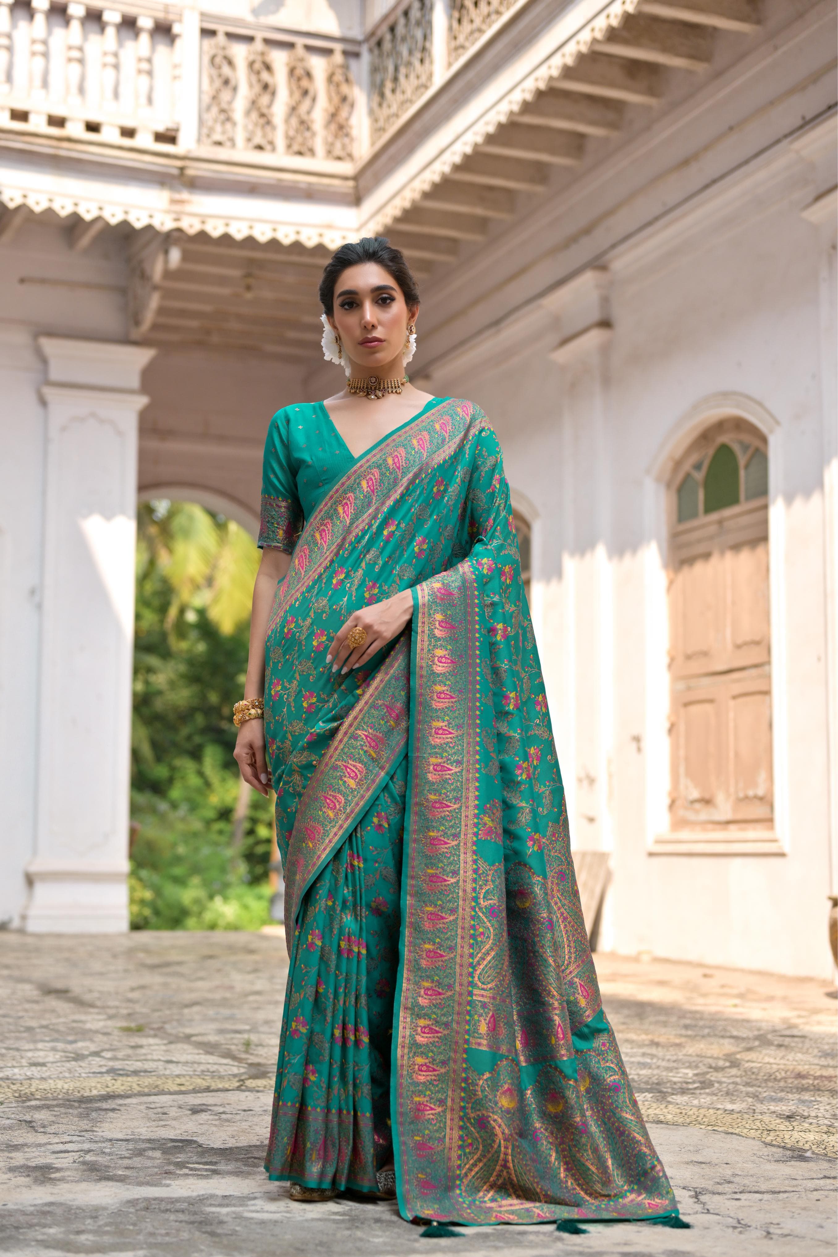 Taj - Andaaz – Rich Zari Silk in Emerald Glow