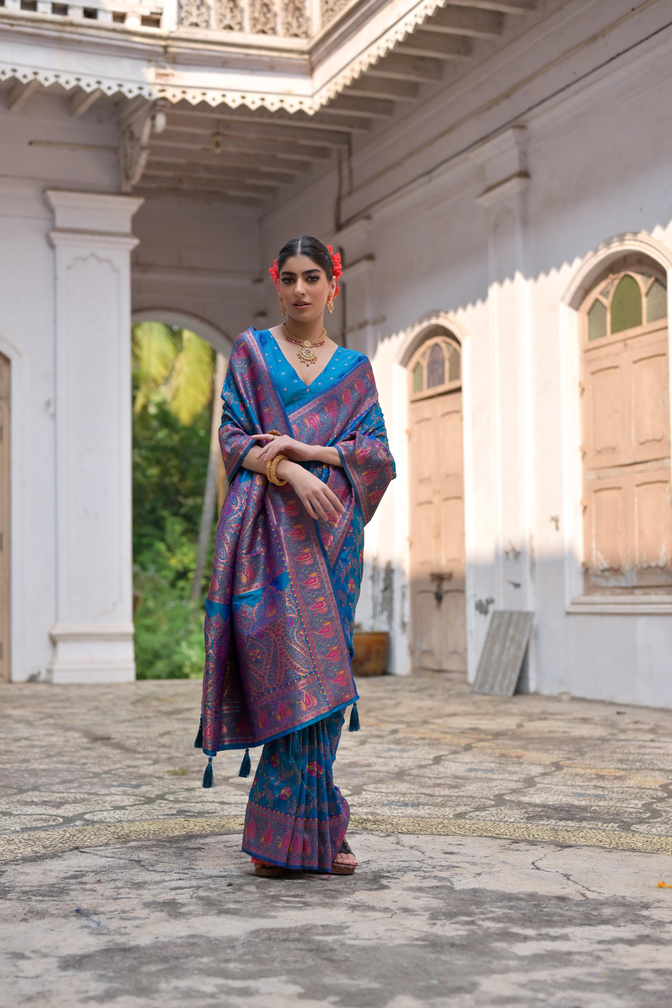 Taj - Andaaz – Rich Zari Silk in Emerald Glow