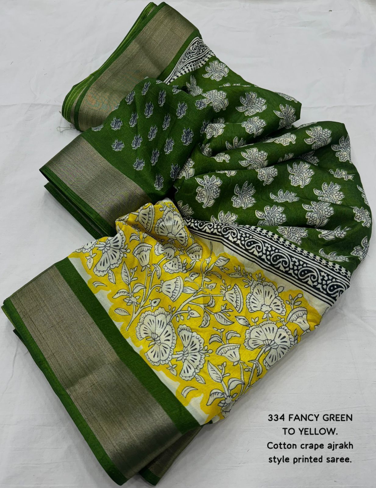 Kusum- New fancy ajrakh style printed saree.