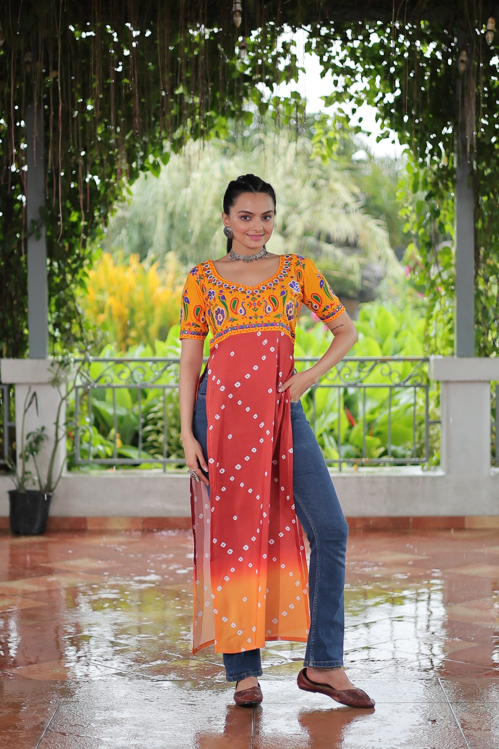 Tal- Printed Reyon With Kutchi Gamthi Work.